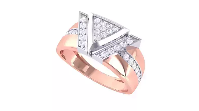 V for Victory Men Groom Gents Diamond Ring 3dm stl obj mtl