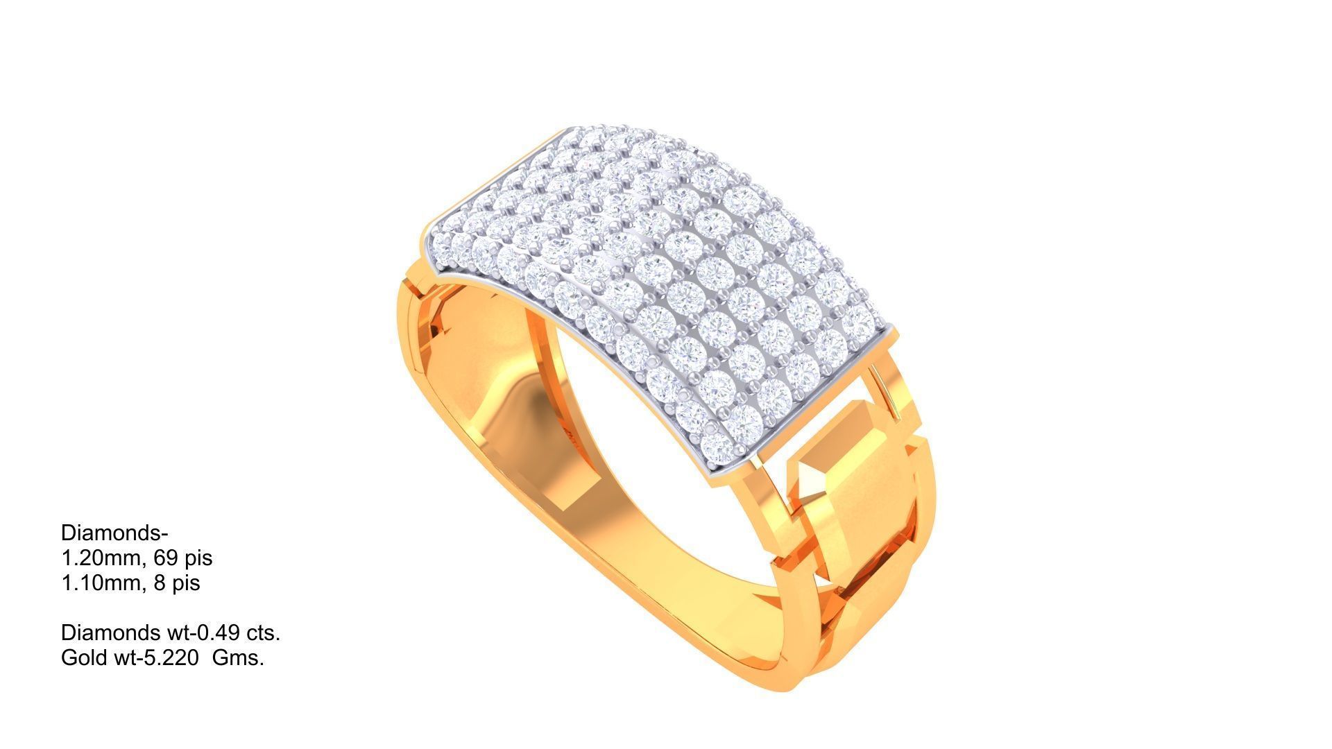 Men Groom Gents Diamond Ring 3dm stl obj mtl 3mf glb 3D print model_4
