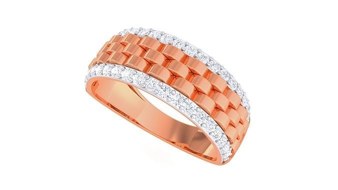Woven Wire Men Groom Gents Diamond Ring 3dm stl obj mtl 3mf glb 3D print model