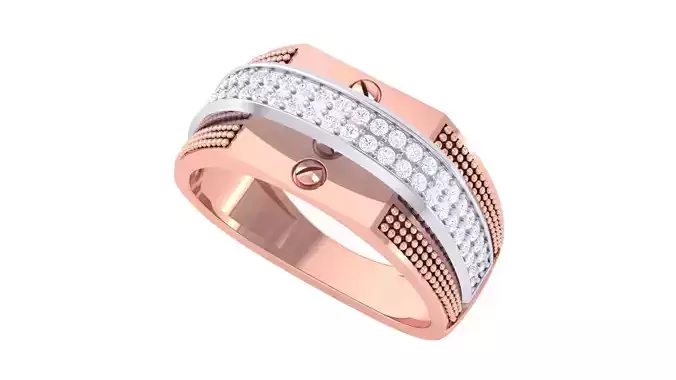 Screw Head Men Groom Gents Diamond Ring 3dm stl obj mtl 3mf glb