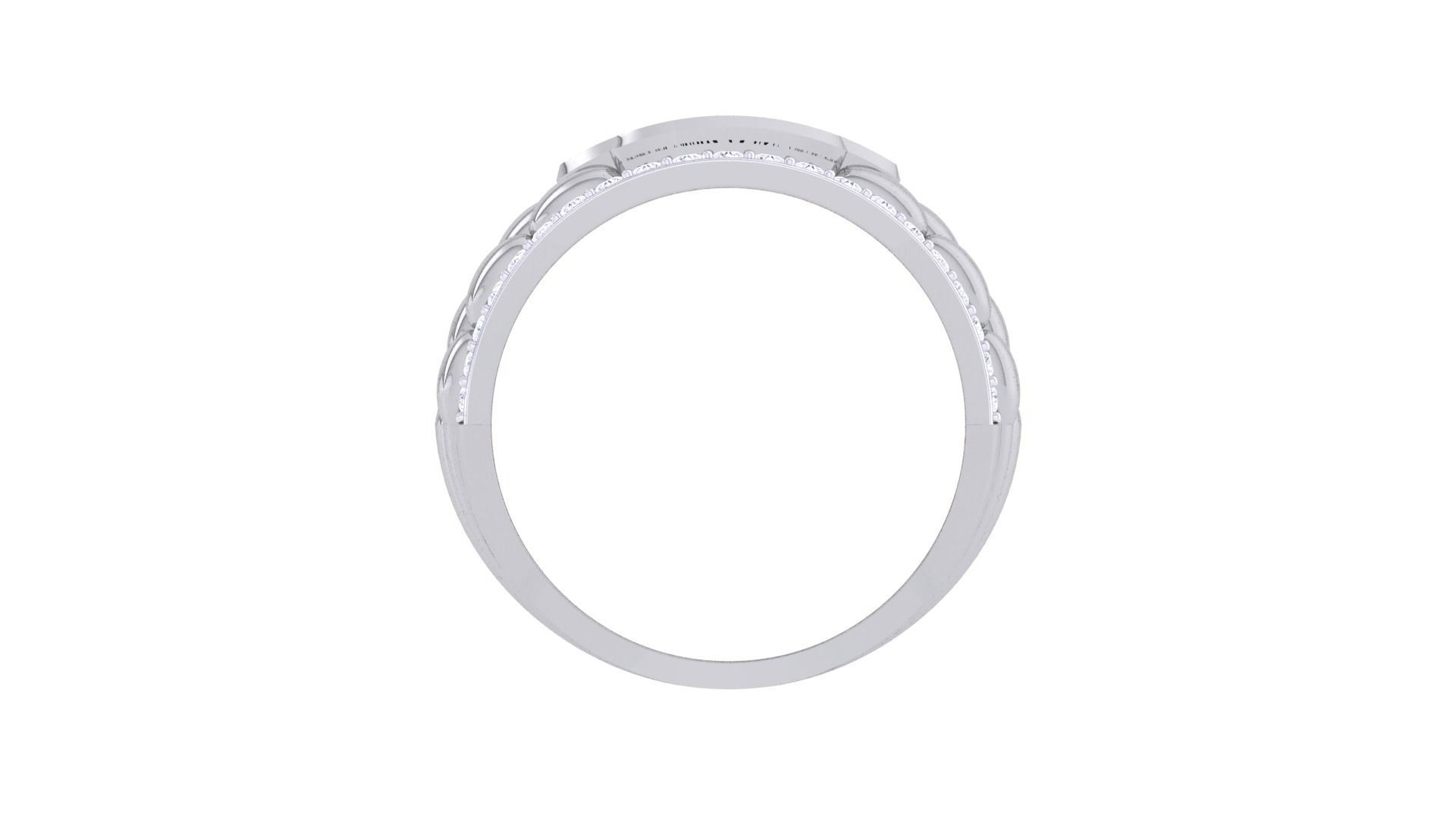 Woven Wire Rope Men Groom Gents Diamond Ring 3dm stl obj mtl 3D print model_9