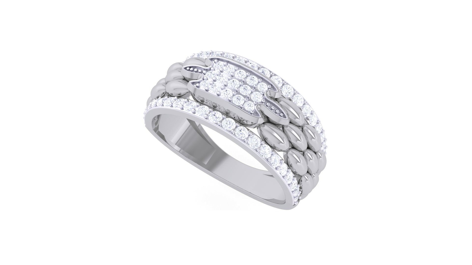 Woven Wire Rope Men Groom Gents Diamond Ring 3dm stl obj mtl 3D print model_1