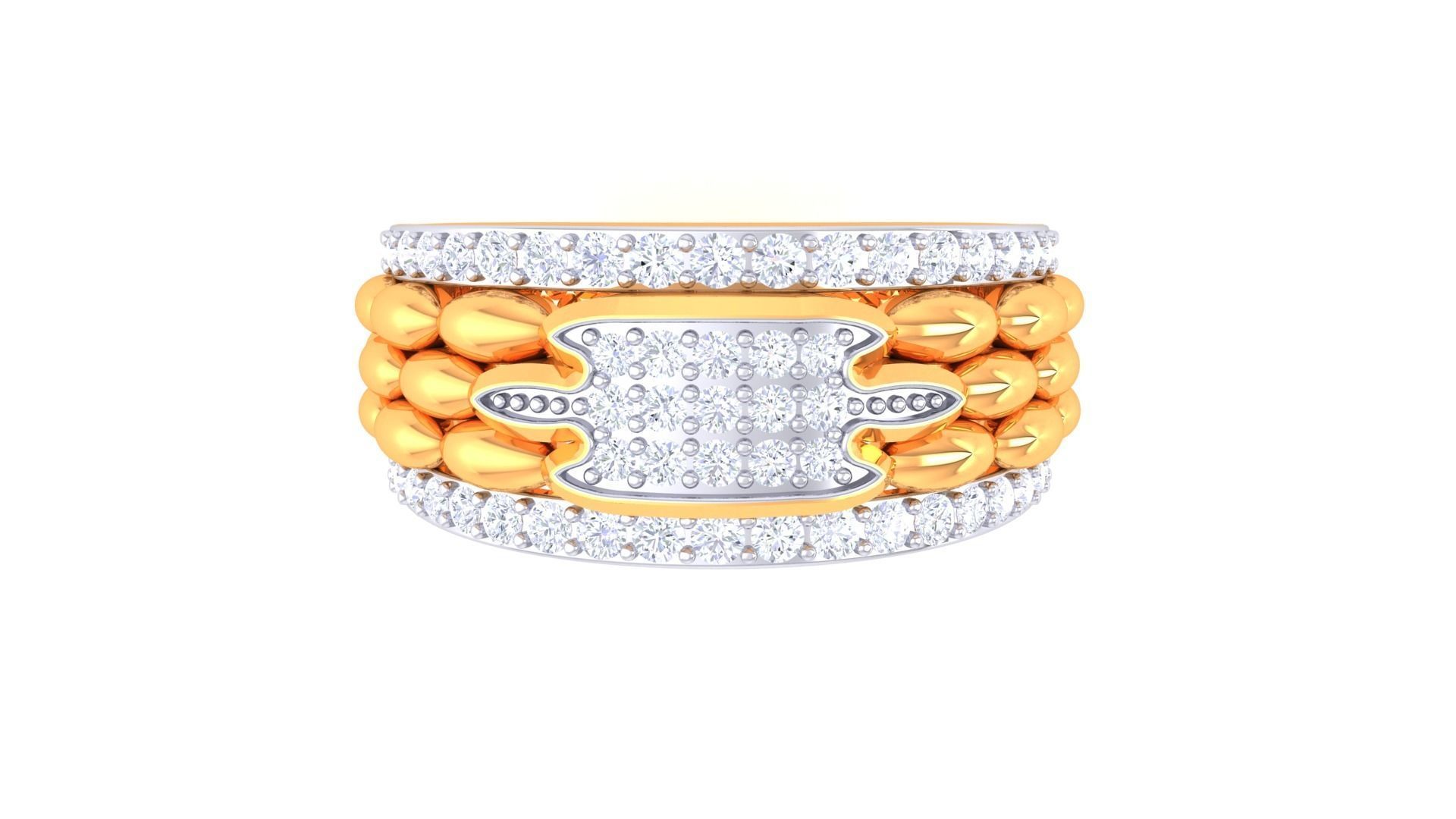 Woven Wire Rope Men Groom Gents Diamond Ring 3dm stl obj mtl 3D print model_7