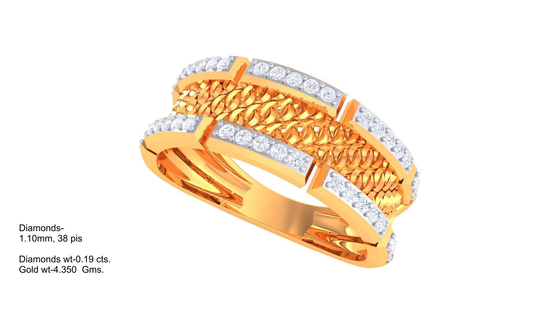 Men Groom Gents Diamond Ring 3dm stl obj mtl 3mf glb 3D print model_4