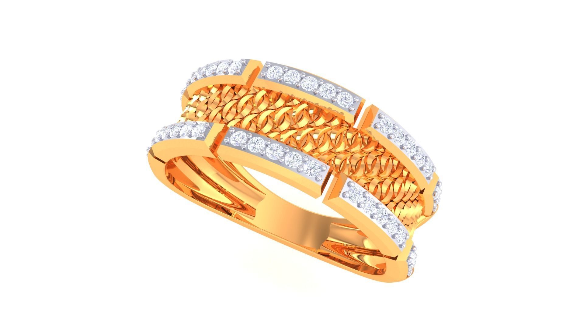 Men Groom Gents Diamond Ring 3dm stl obj mtl 3mf glb 3D print model_2