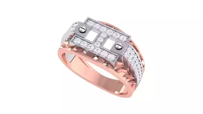 Letter H Screw Head Men Groom Gents Diamond Ring 3dm stl obj 3D print model