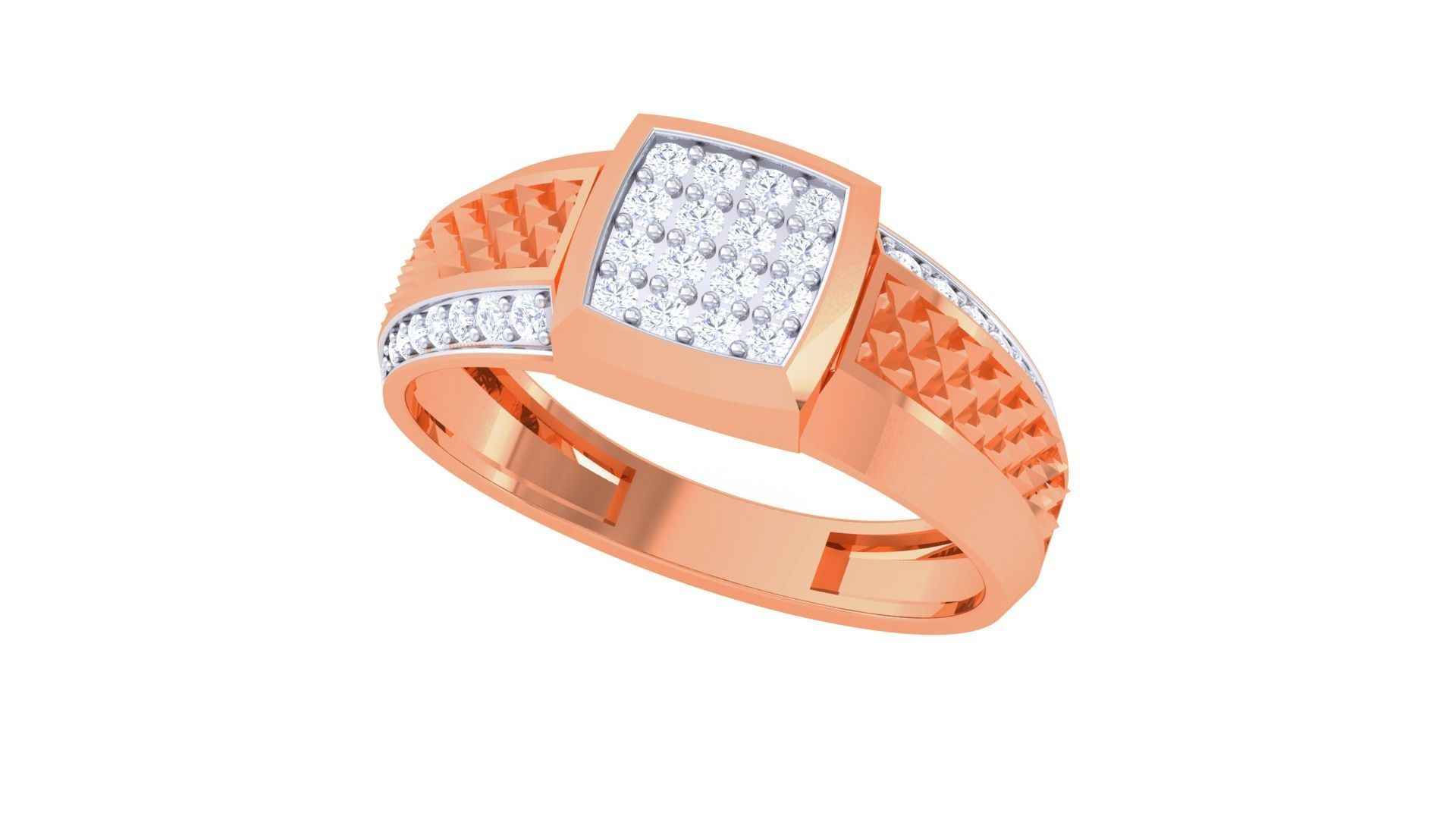 Men Groom Gents Diamond Ring 3dm stl obj mtl 3mf glb 3D print model_4