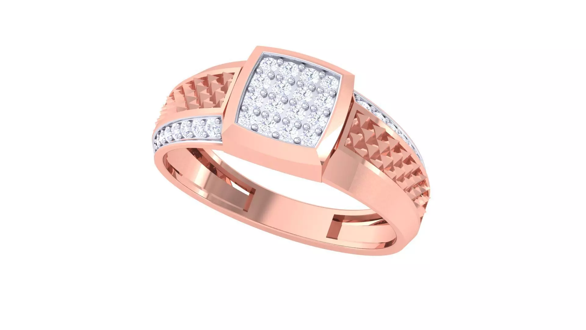 Men Groom Gents Diamond Ring 3dm stl obj mtl 3mf glb 3D print model_0