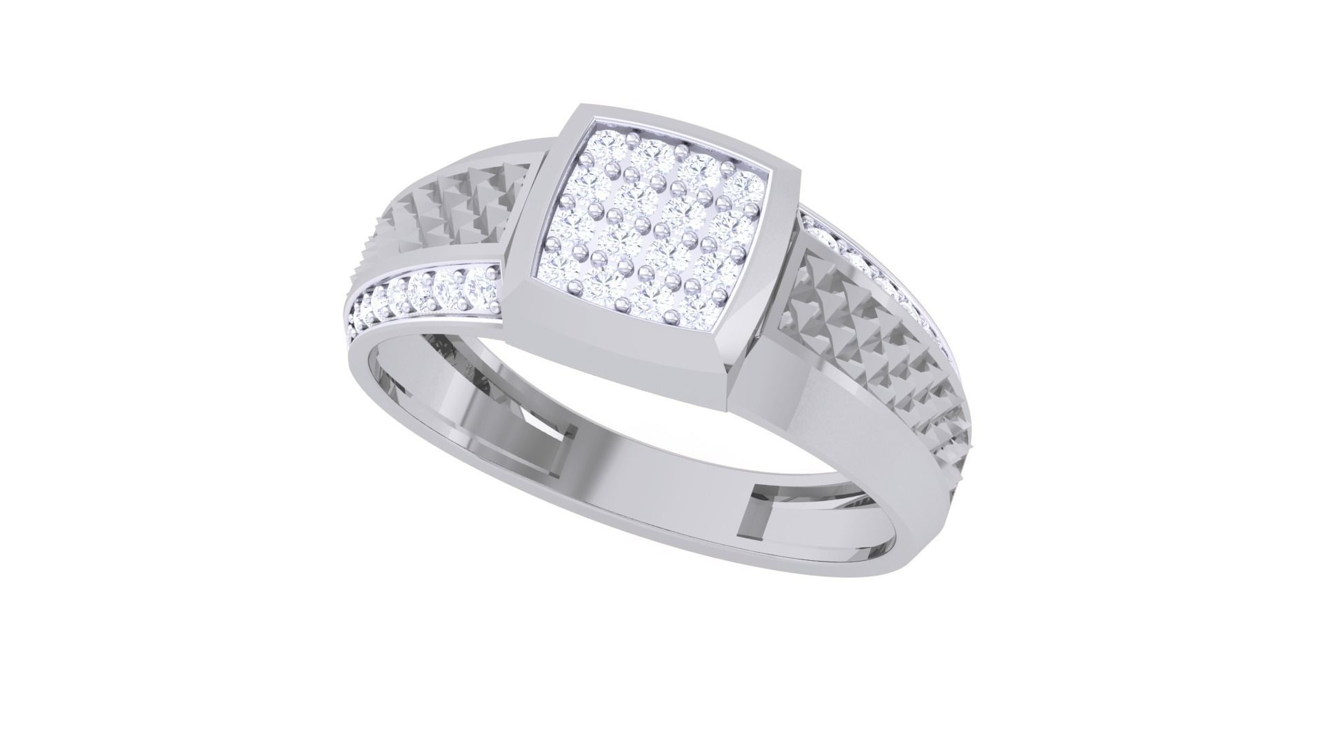 Men Groom Gents Diamond Ring 3dm stl obj mtl 3mf glb 3D print model_1