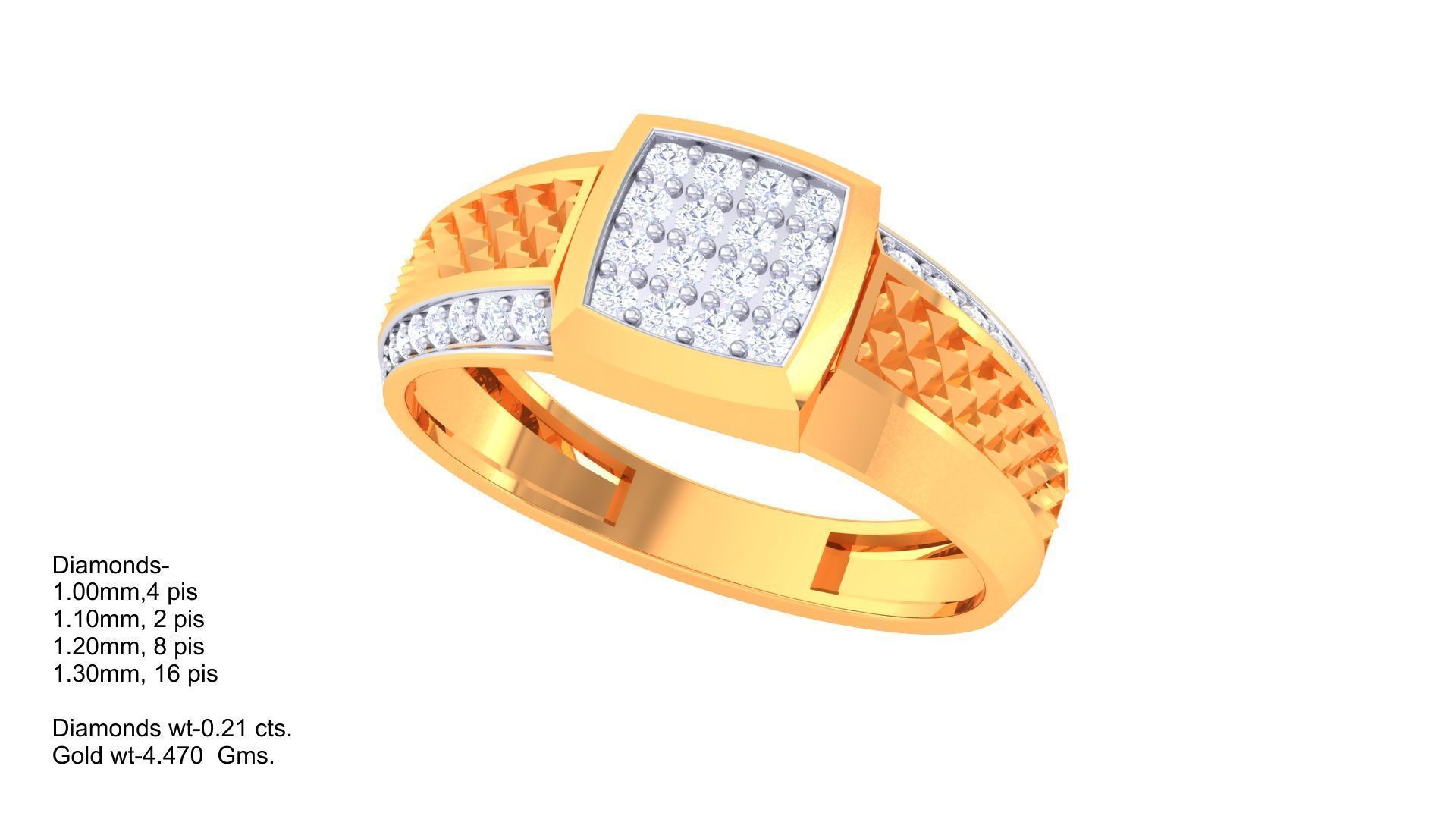 Men Groom Gents Diamond Ring 3dm stl obj mtl 3mf glb 3D print model_3