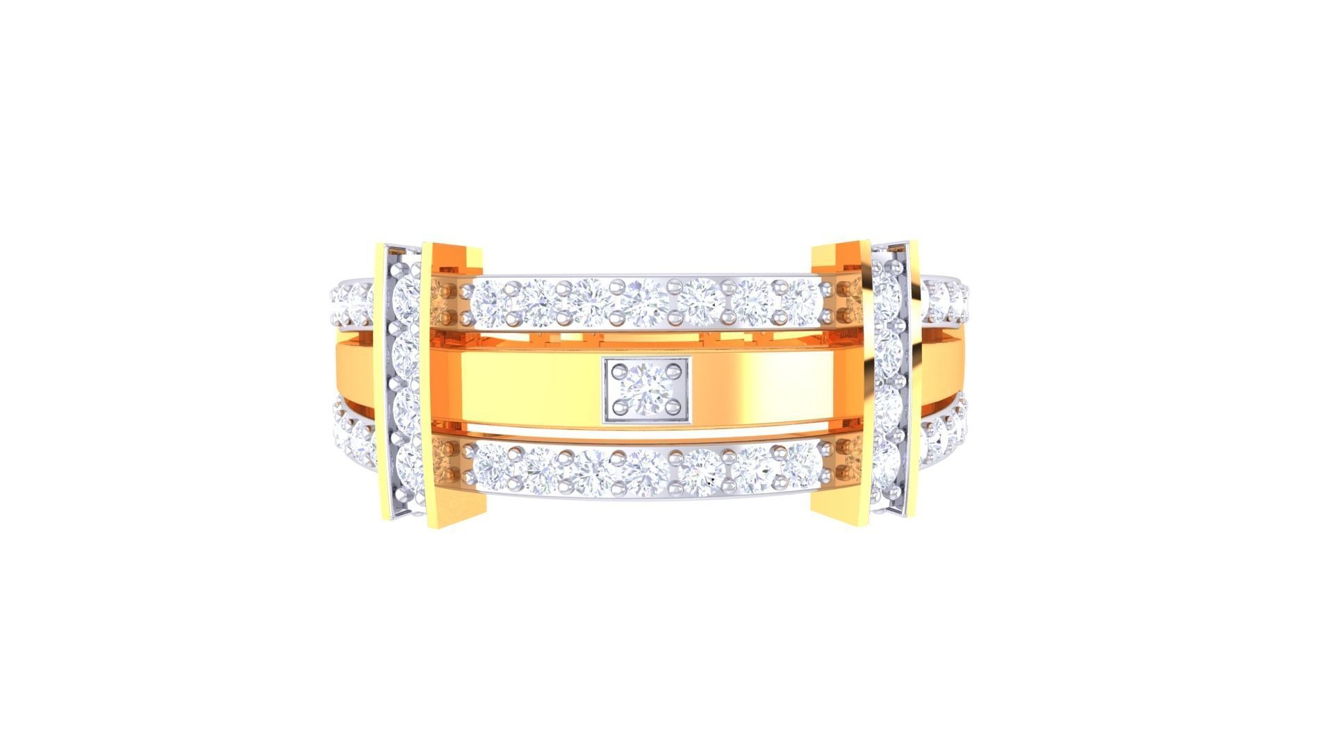 Mens Groom Gents Diamond Ring 3dm stl obj mtl 3mf glb 3D print model_6