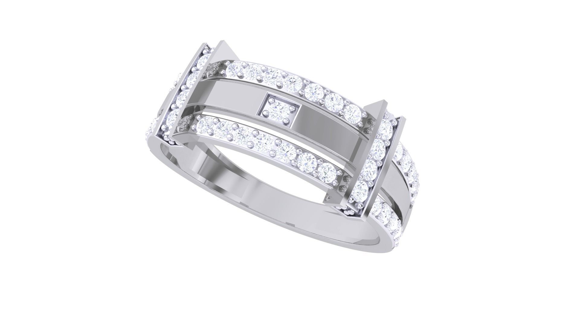 Mens Groom Gents Diamond Ring 3dm stl obj mtl 3mf glb 3D print model_1