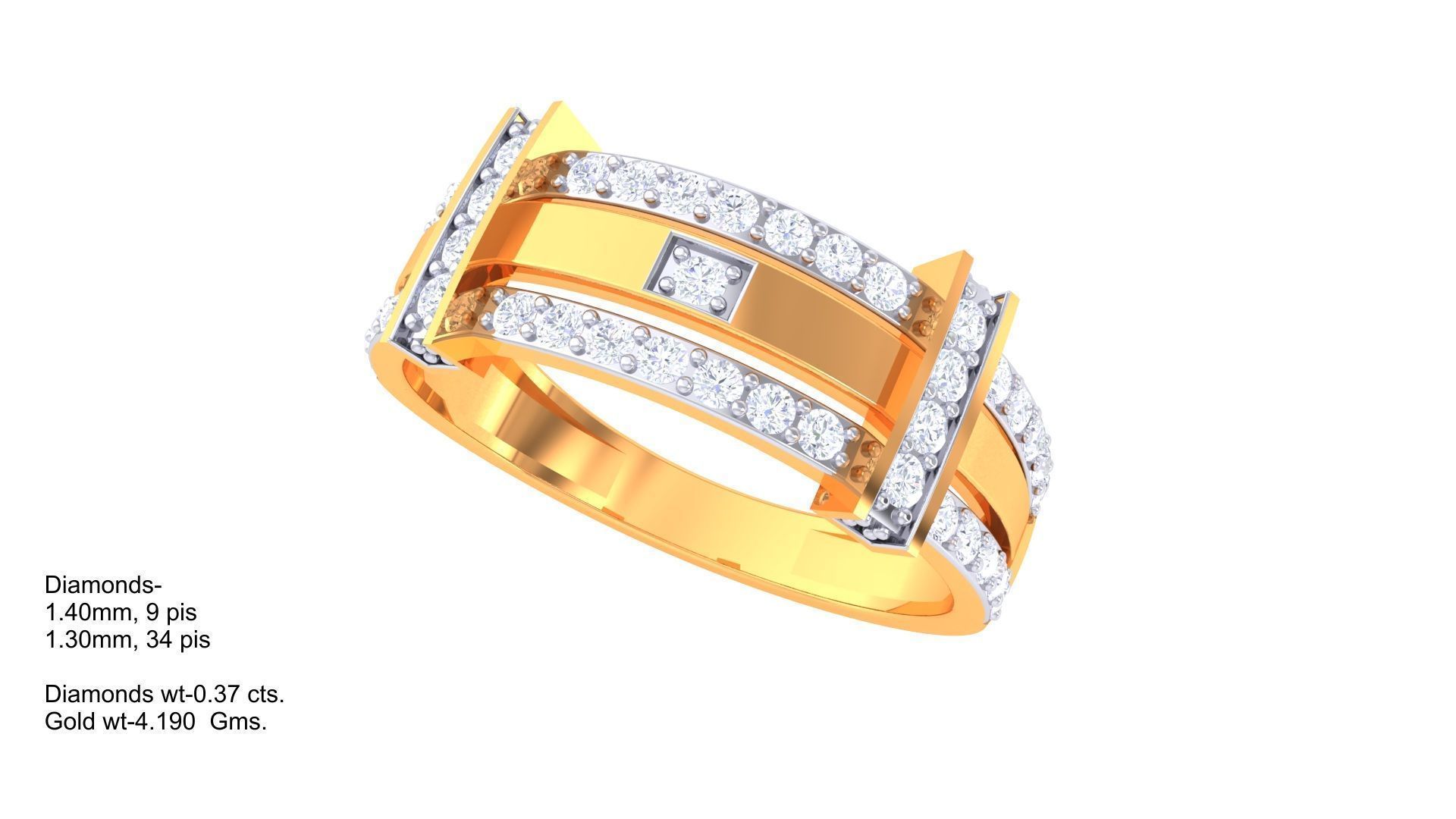 Mens Groom Gents Diamond Ring 3dm stl obj mtl 3mf glb 3D print model_3