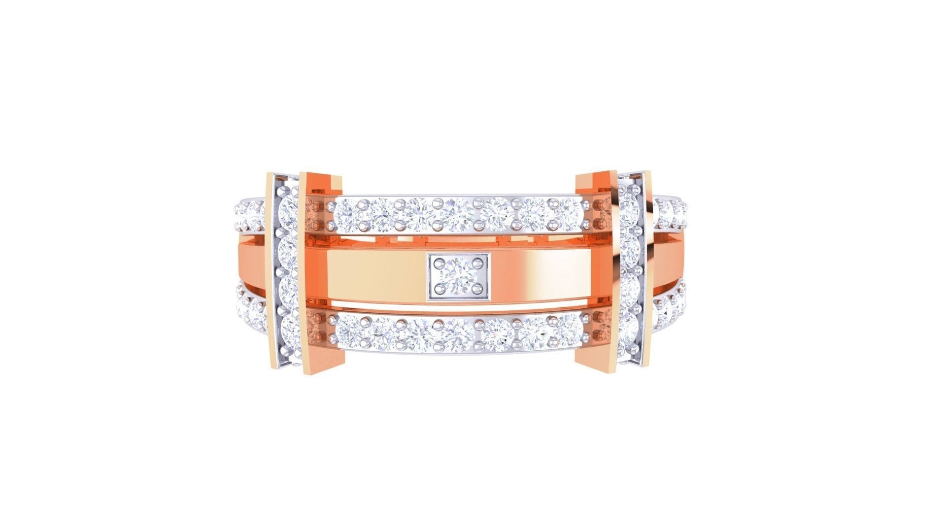 Mens Groom Gents Diamond Ring 3dm stl obj mtl 3mf glb 3D print model_7