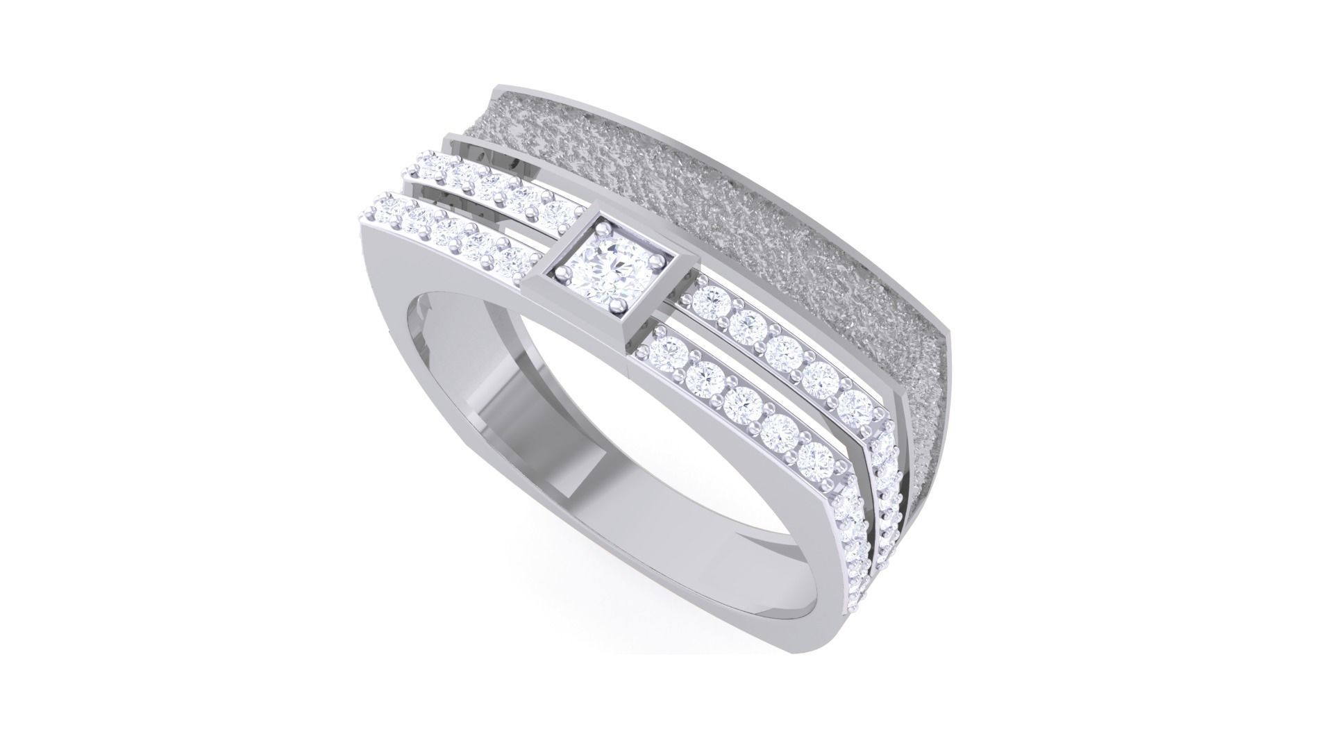Solitaire Men Groom Gents Diamond Ring 3dm stl obj mtl 3mf glb 3D print model_1
