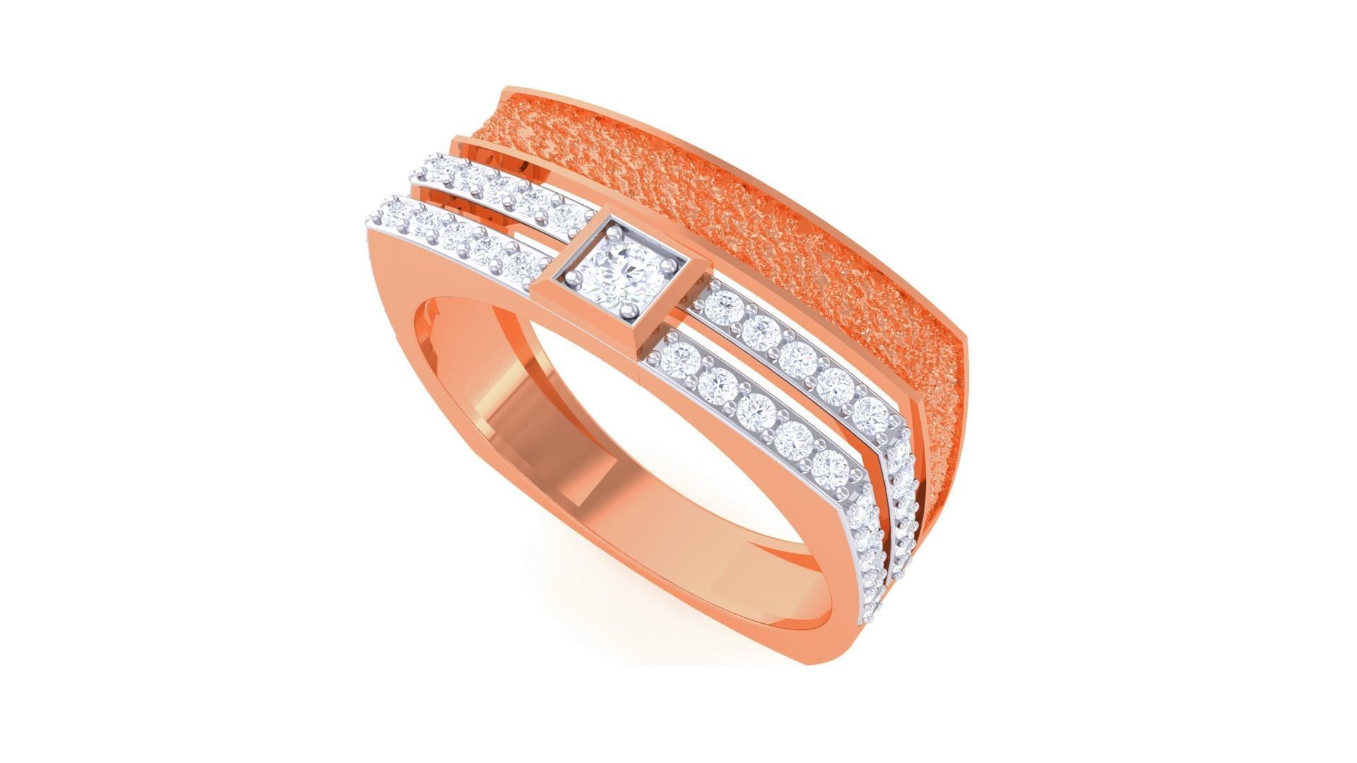 Solitaire Men Groom Gents Diamond Ring 3dm stl obj mtl 3mf glb 3D print model_4