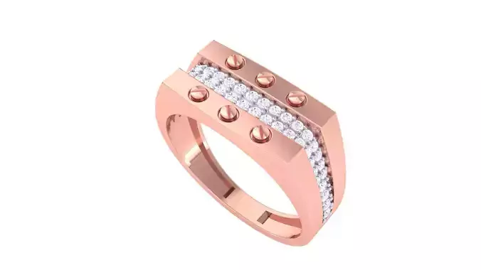 Screw Head Men Groom Gents Diamond Ring 3dm stl obj mtl 3mf glb 3D print model