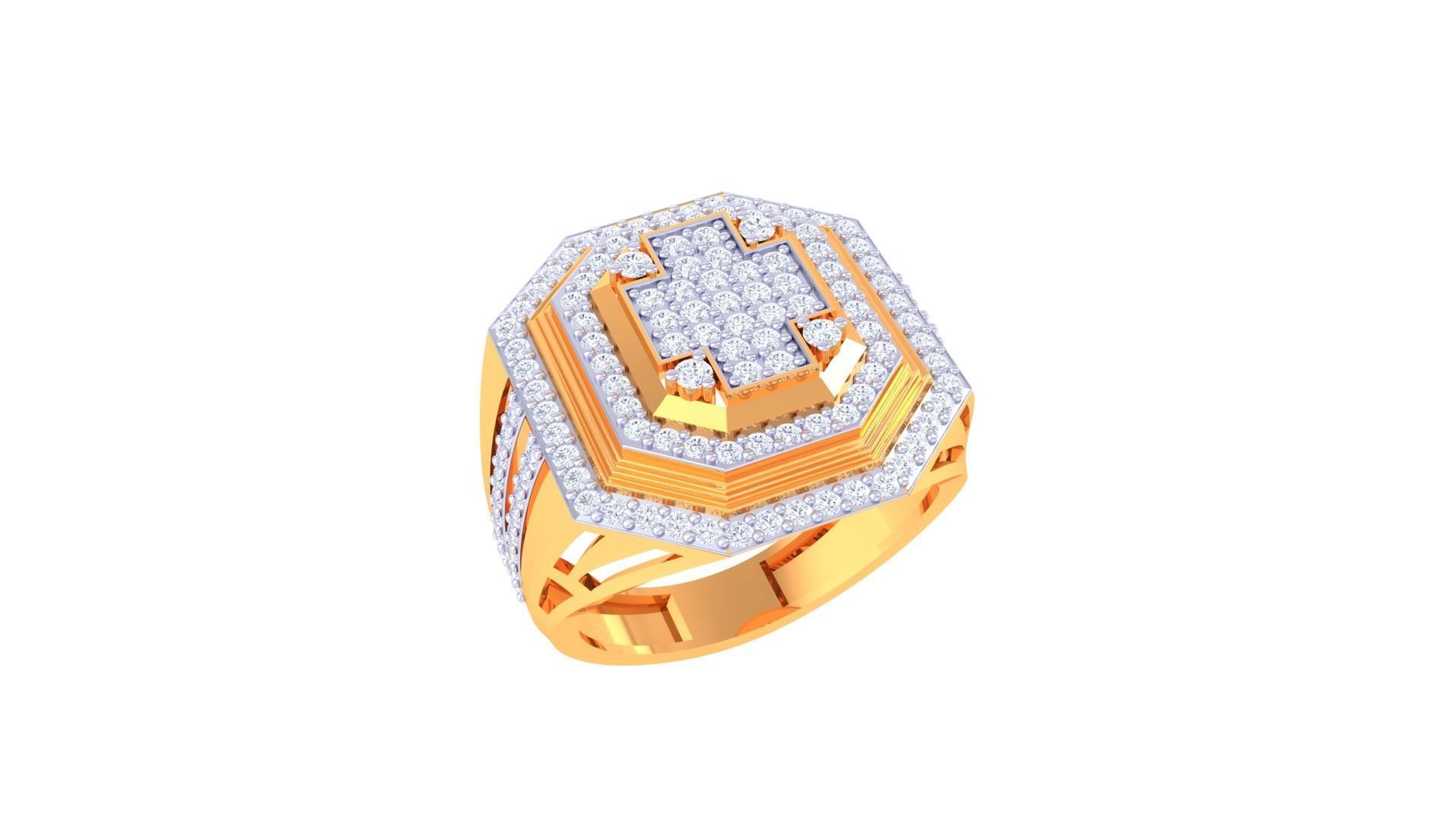 Cross Men Groom Gents Diamond Ring 3dm stl obj mtl 3mf glb 3D print model_2