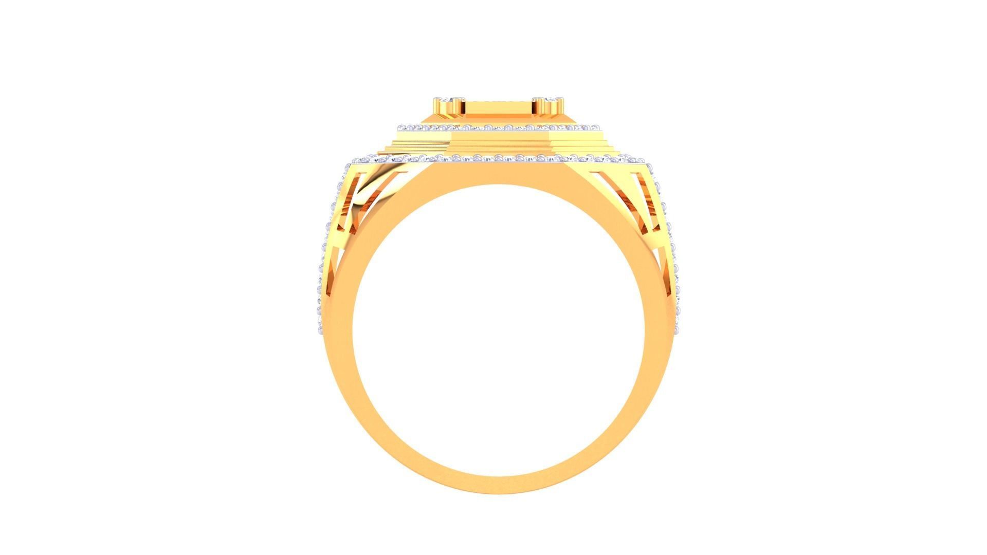 Cross Men Groom Gents Diamond Ring 3dm stl obj mtl 3mf glb 3D print model_8