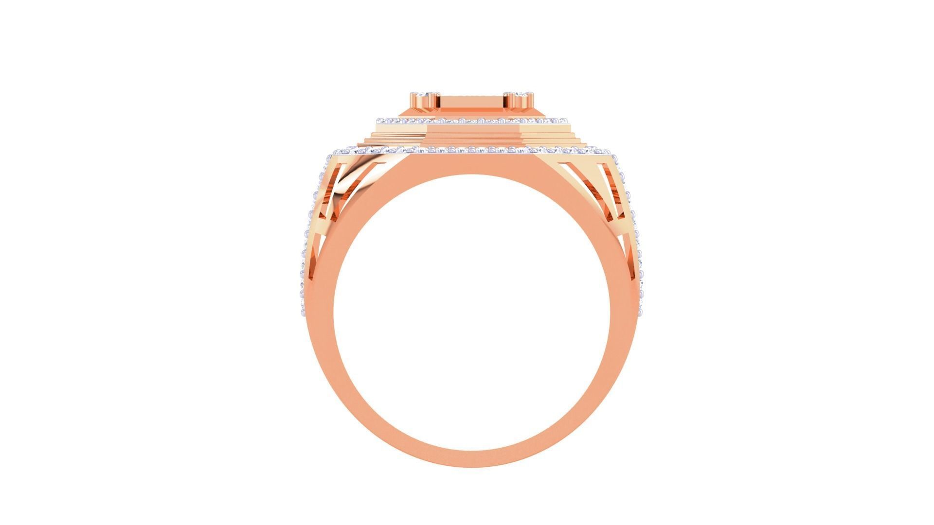 Cross Men Groom Gents Diamond Ring 3dm stl obj mtl 3mf glb 3D print model_9