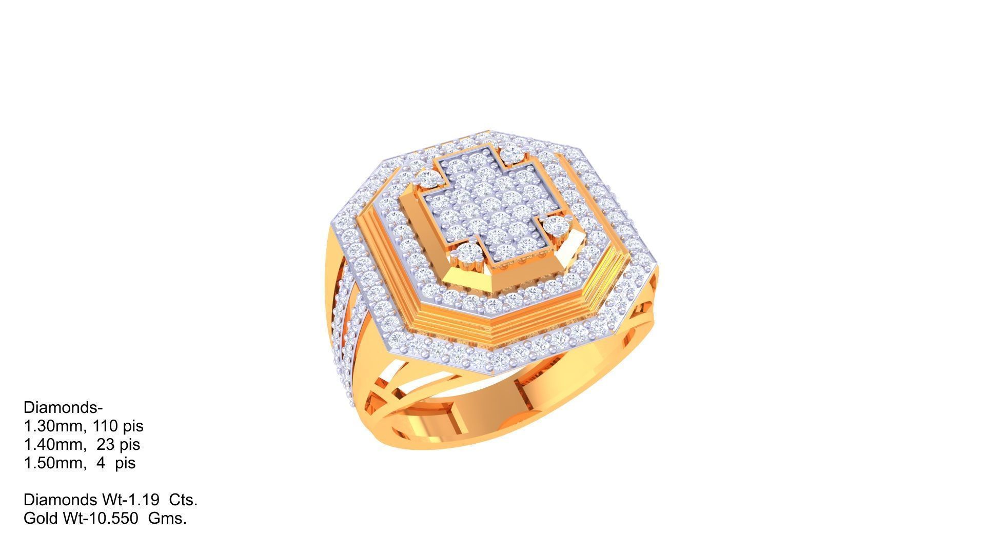 Cross Men Groom Gents Diamond Ring 3dm stl obj mtl 3mf glb 3D print model_5