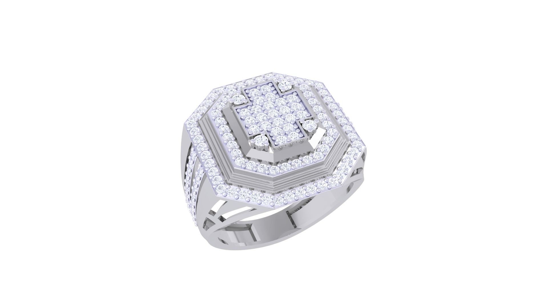 Cross Men Groom Gents Diamond Ring 3dm stl obj mtl 3mf glb 3D print model_1