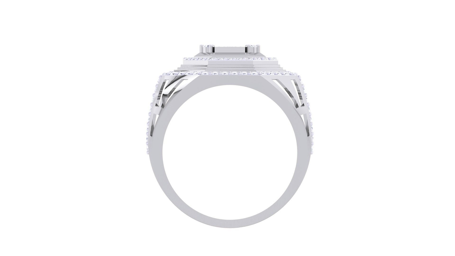 Cross Men Groom Gents Diamond Ring 3dm stl obj mtl 3mf glb 3D print model_10