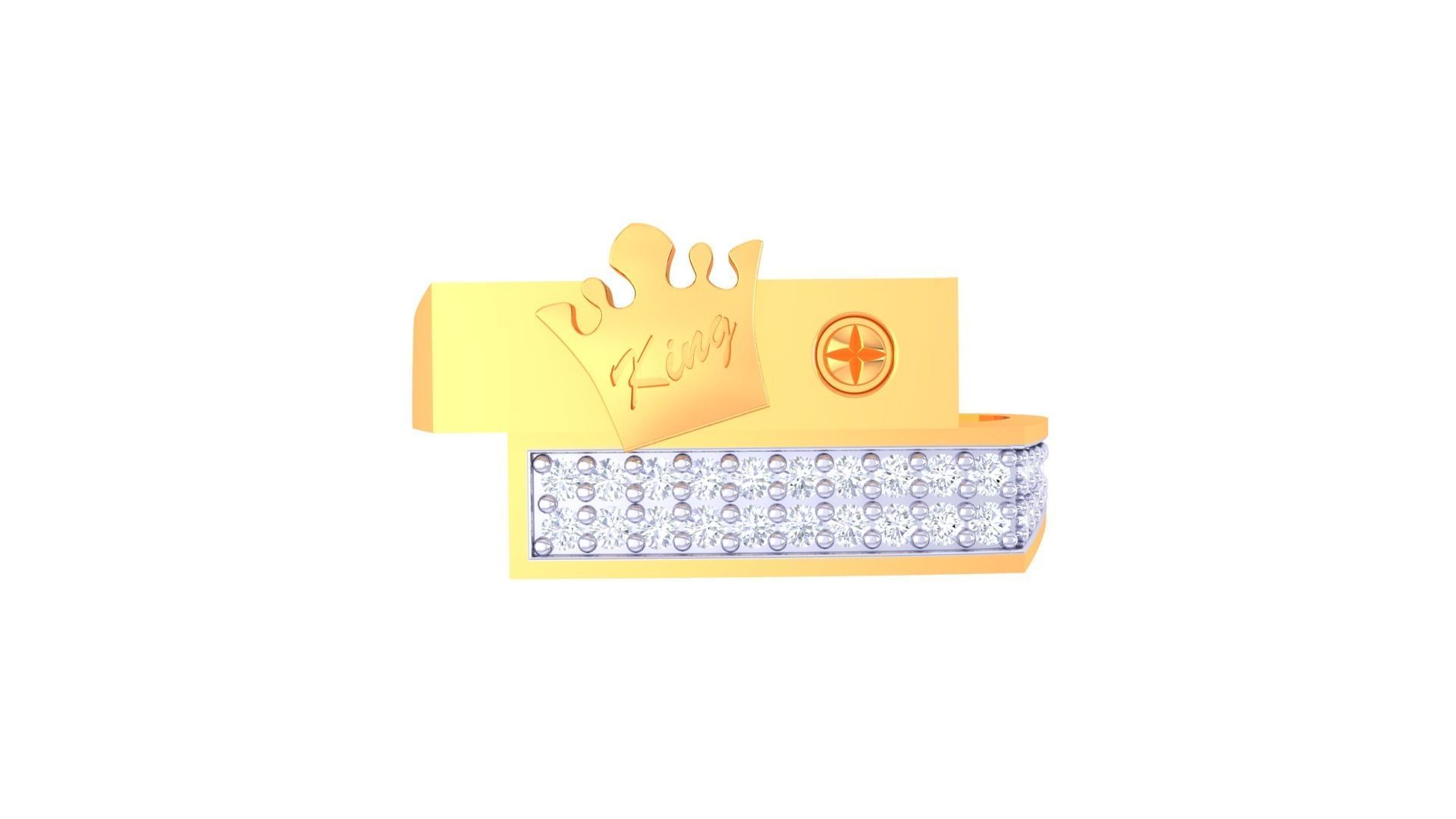 King Men Groom Gents Diamond Ring 3dm stl obj mtl 3mf glb 3D print model_4