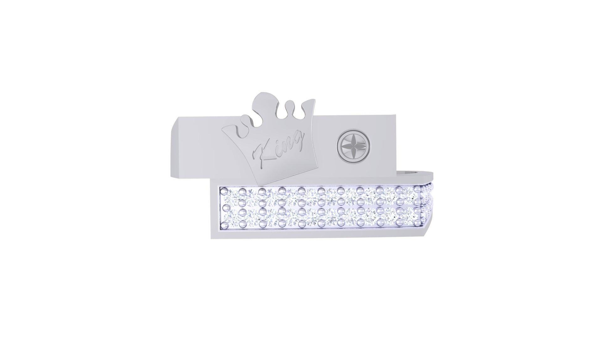 King Men Groom Gents Diamond Ring 3dm stl obj mtl 3mf glb 3D print model_7