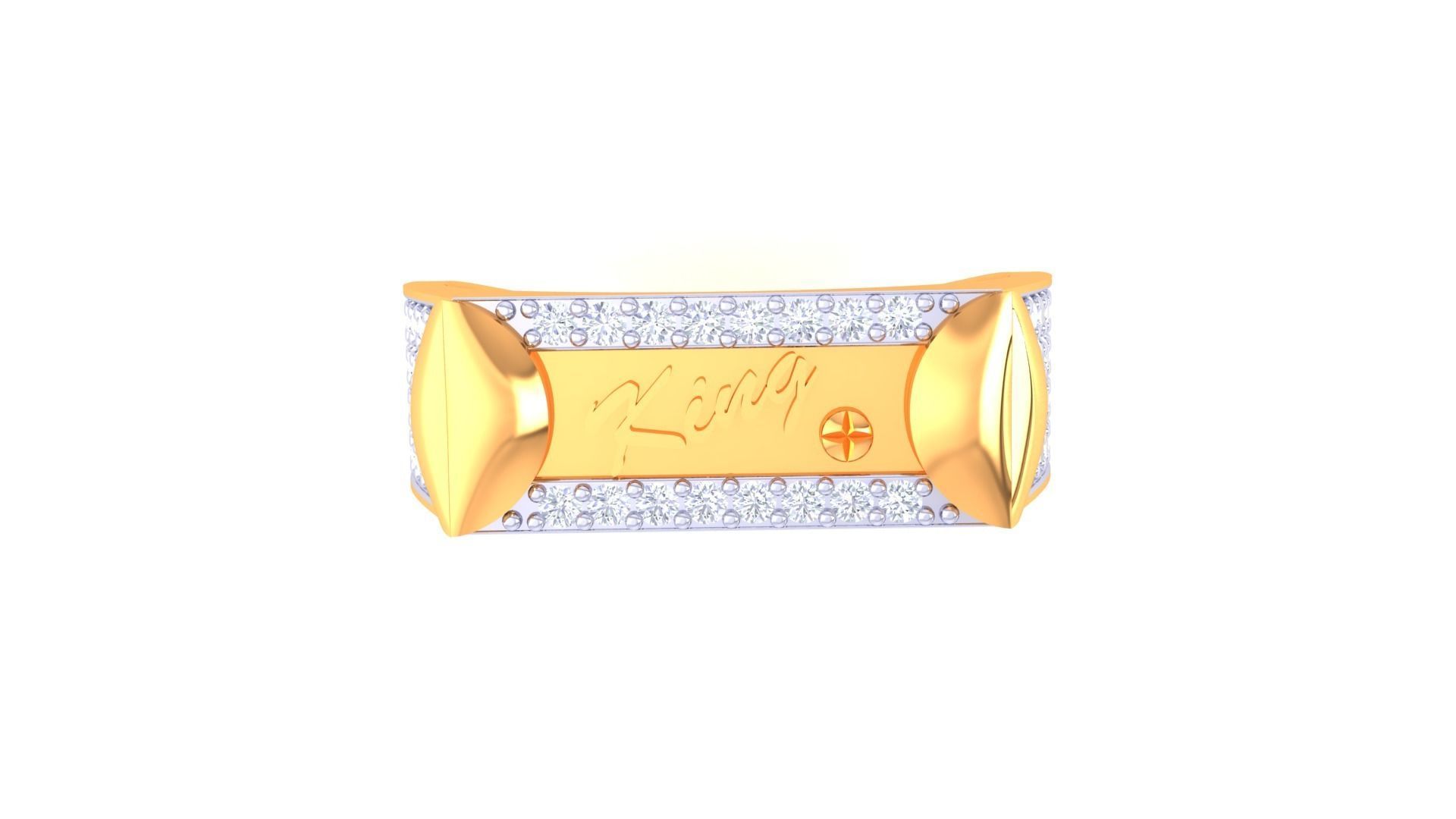 Kings Men Groom Gents Diamond Ring 3dm stl obj mtl 3mf glb 3D print model_5