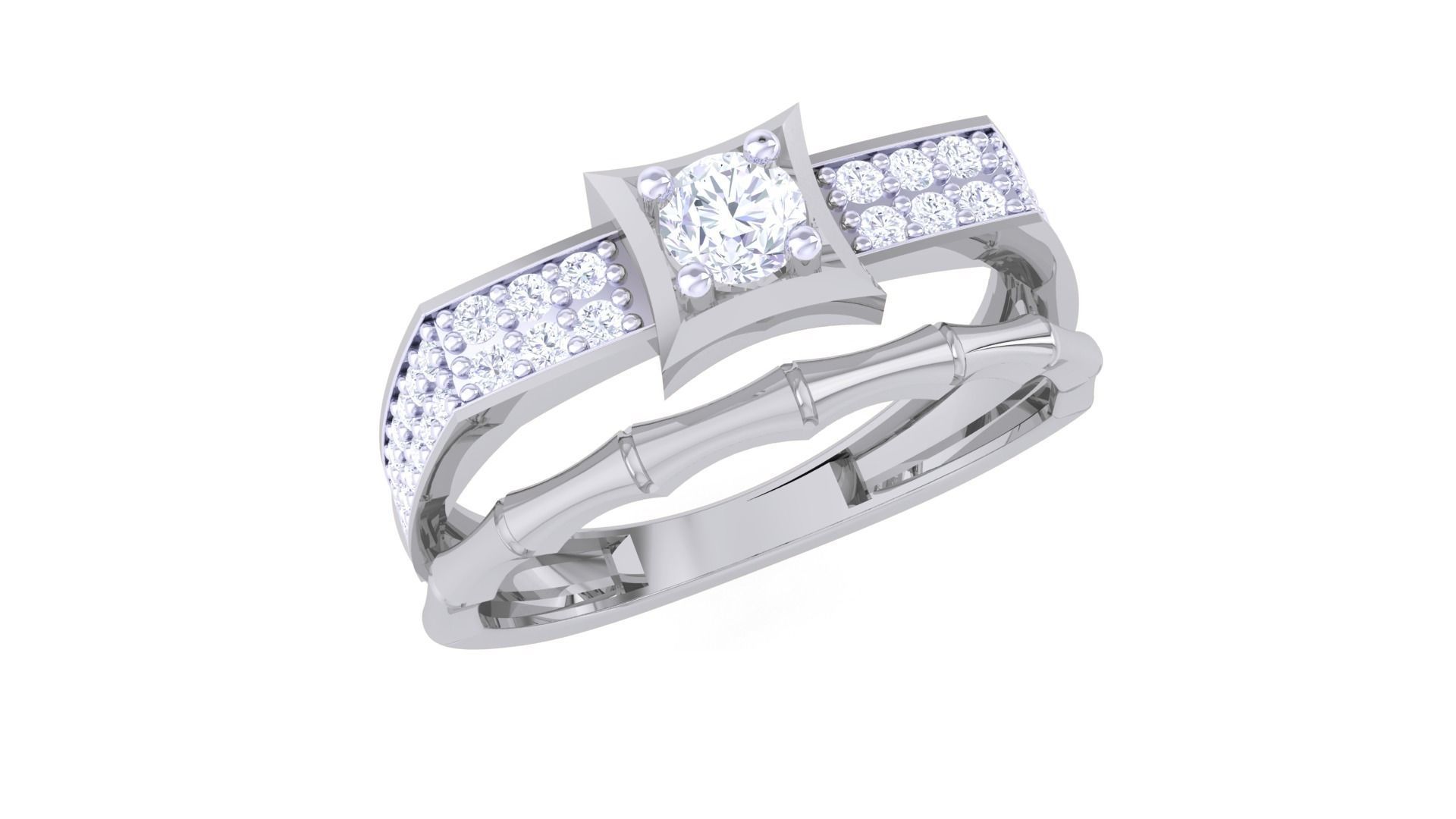 Solitaire Men Groom Gents Diamond Ring 3dm stl obj mtl 3mf glb 3D print model_1