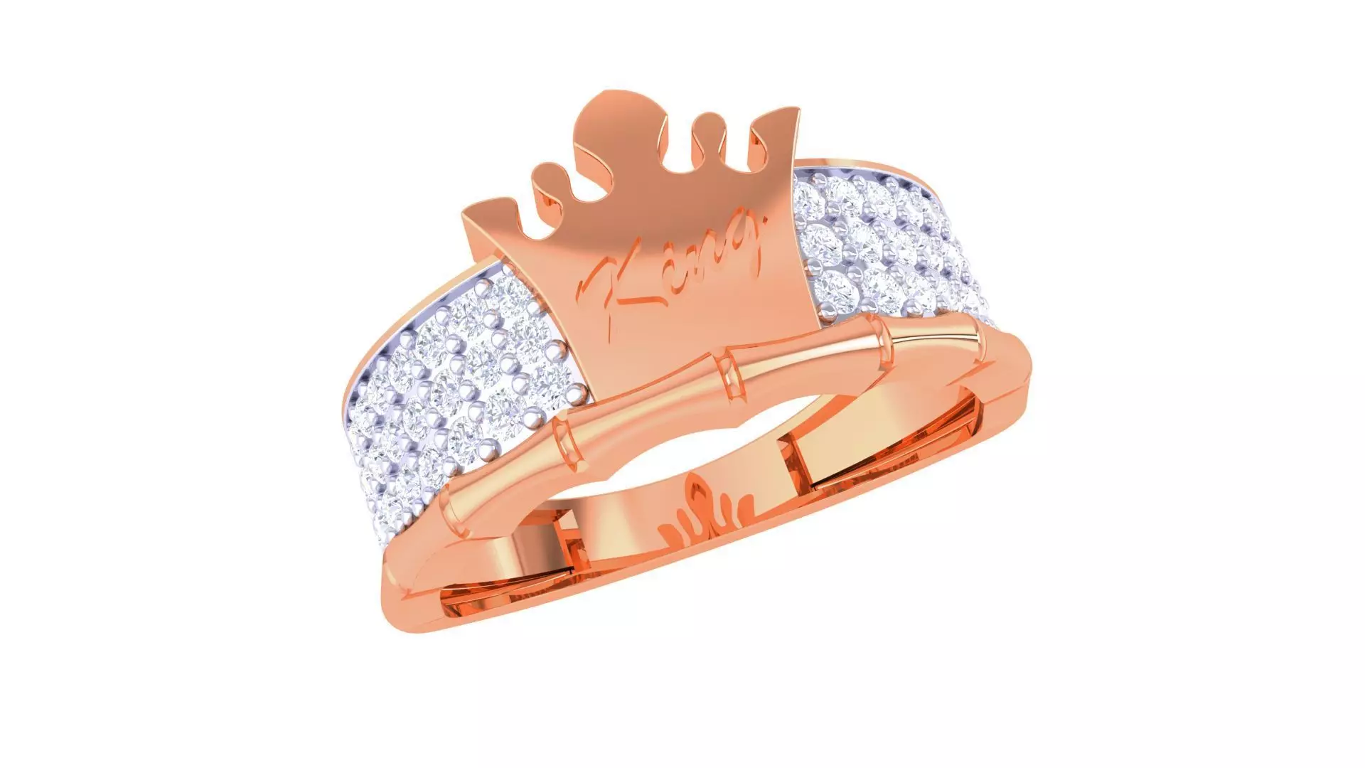 King Men Groom Gents Diamond Ring 3dm stl obj mtl 3mf glb 3D print model_0