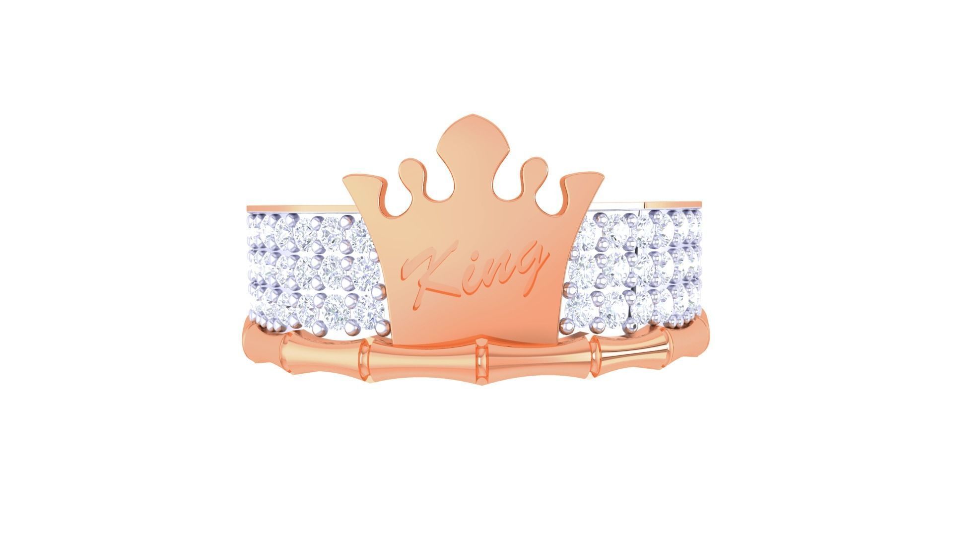 King Men Groom Gents Diamond Ring 3dm stl obj mtl 3mf glb 3D print model_5