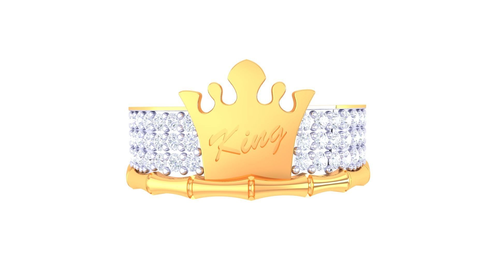 King Men Groom Gents Diamond Ring 3dm stl obj mtl 3mf glb 3D print model_7