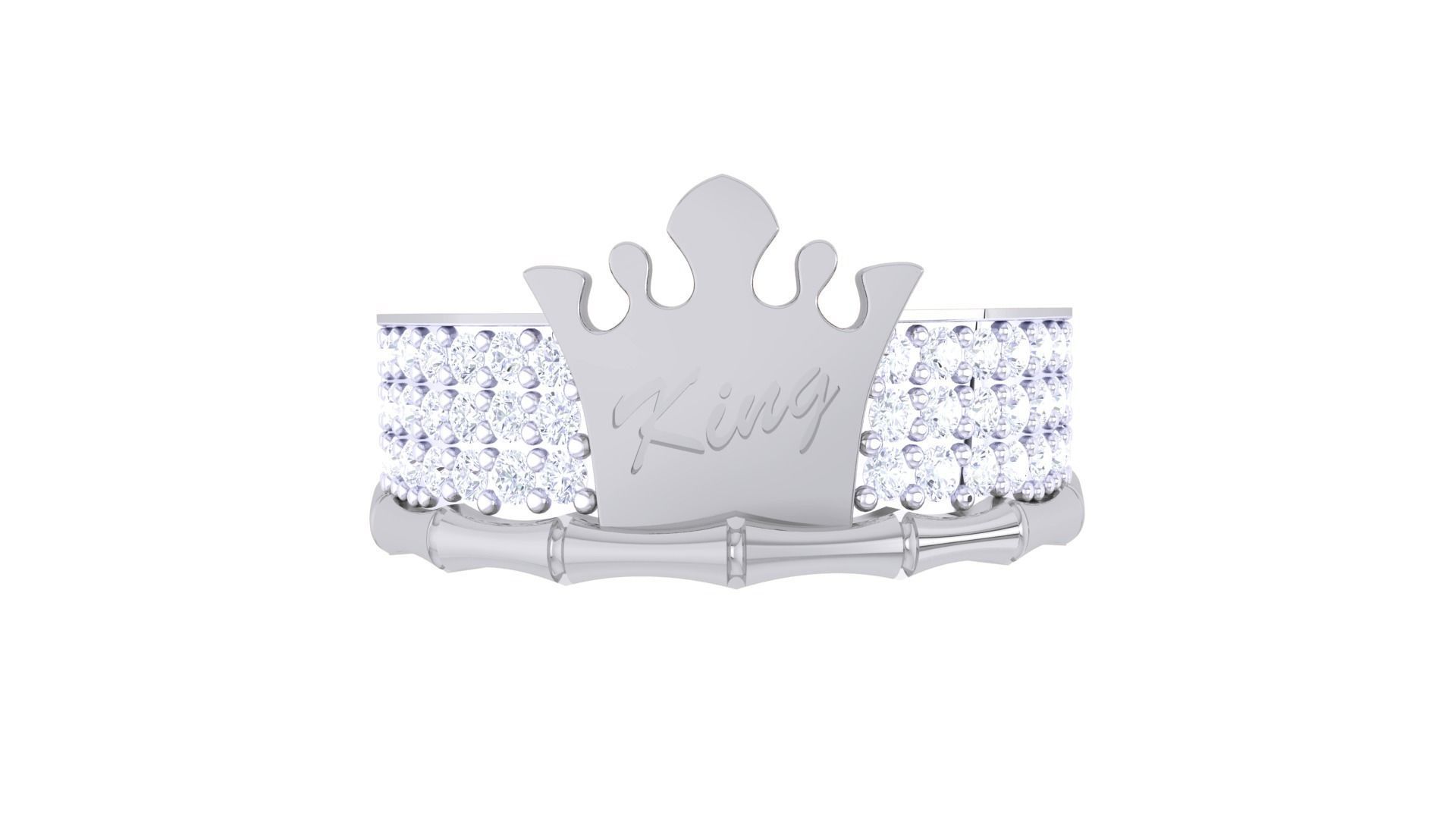 King Men Groom Gents Diamond Ring 3dm stl obj mtl 3mf glb 3D print model_6