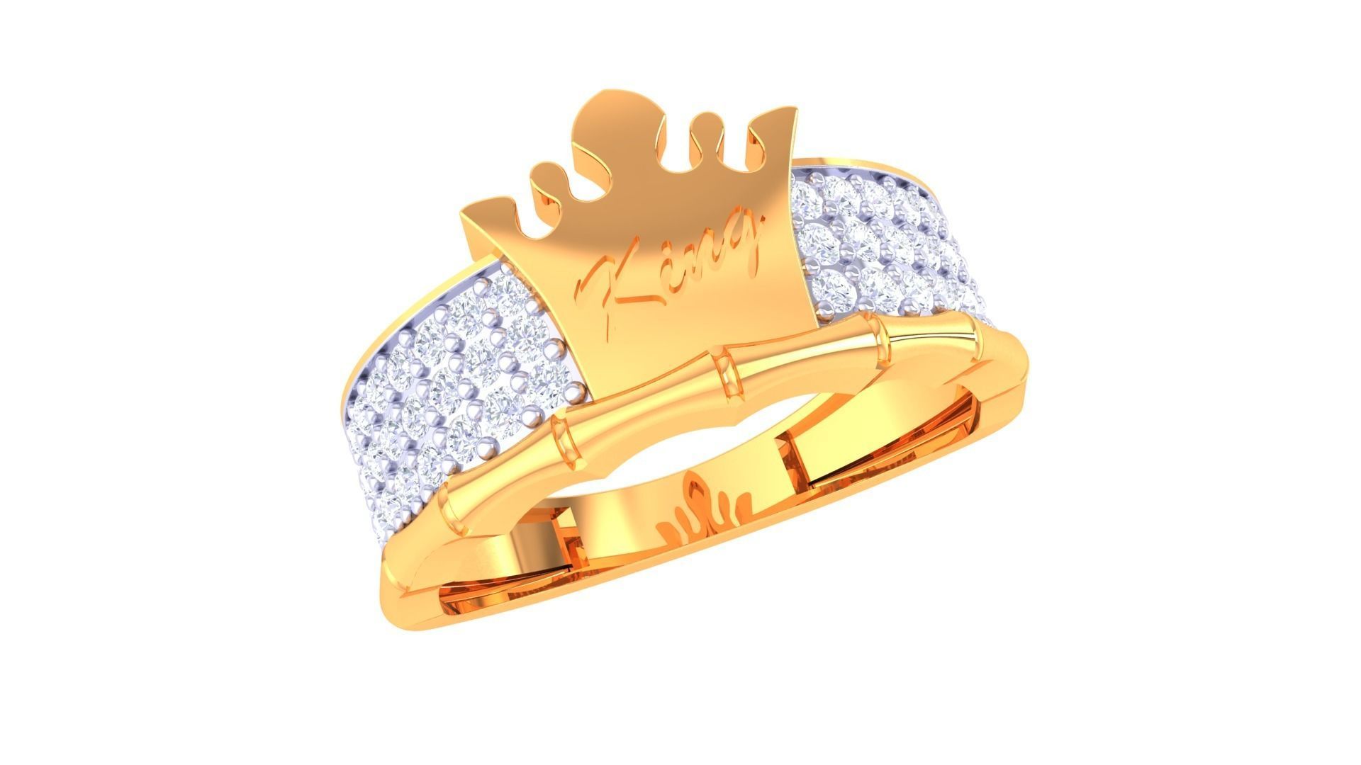 King Men Groom Gents Diamond Ring 3dm stl obj mtl 3mf glb 3D print model_2