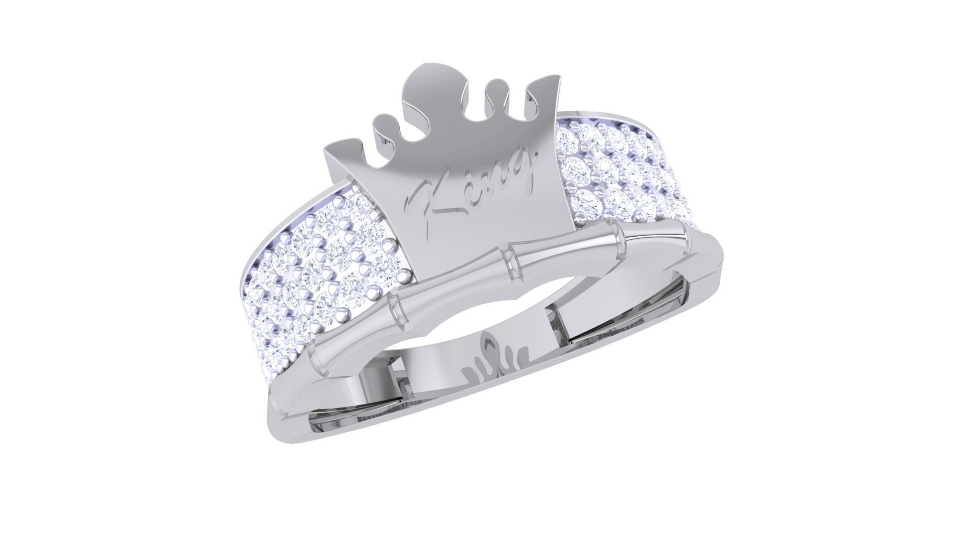 King Men Groom Gents Diamond Ring 3dm stl obj mtl 3mf glb 3D print model_1