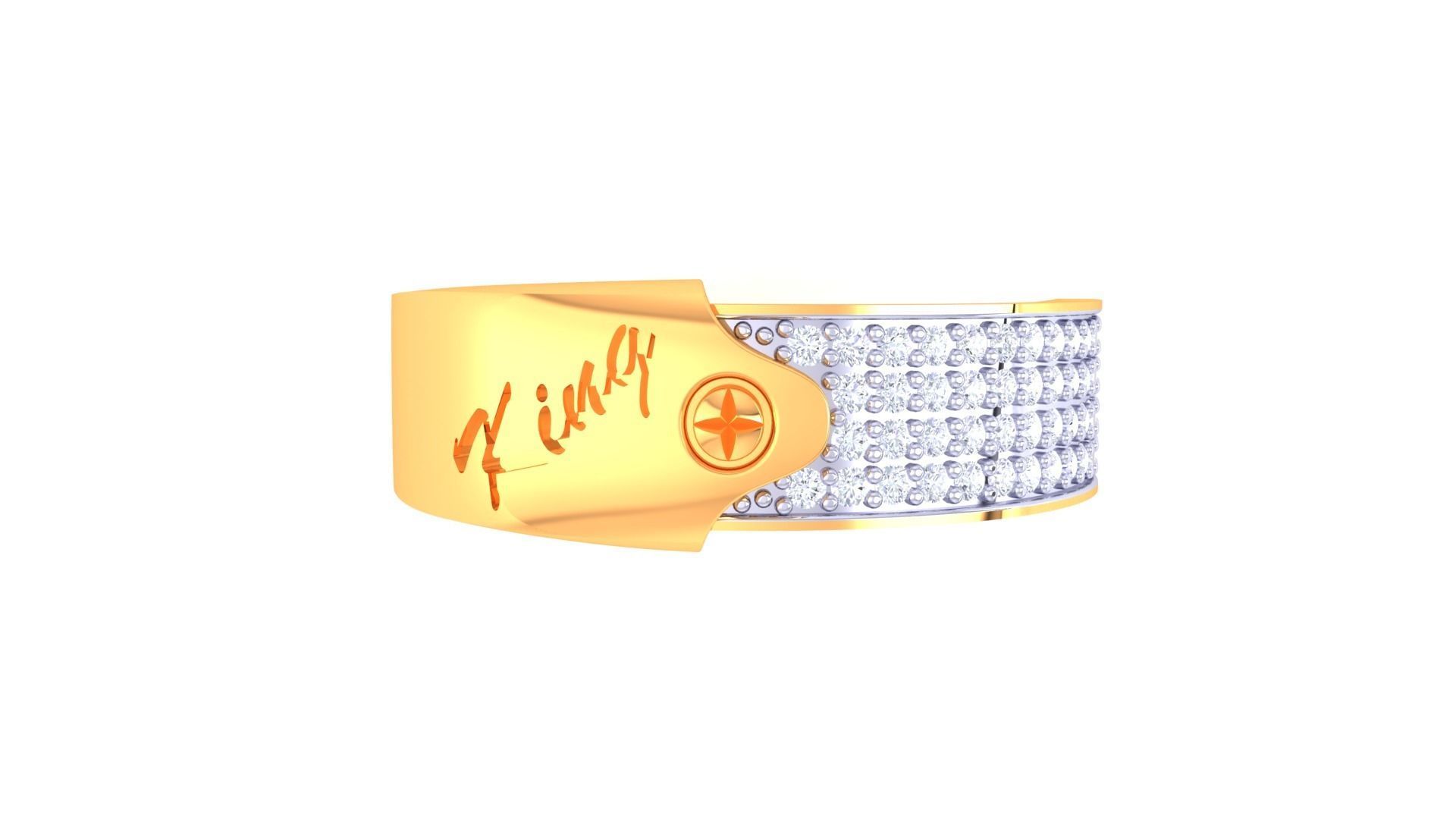 King Men Groom Gents Diamond Ring 3dm stl obj mtl 3mf glb 3D print model_6