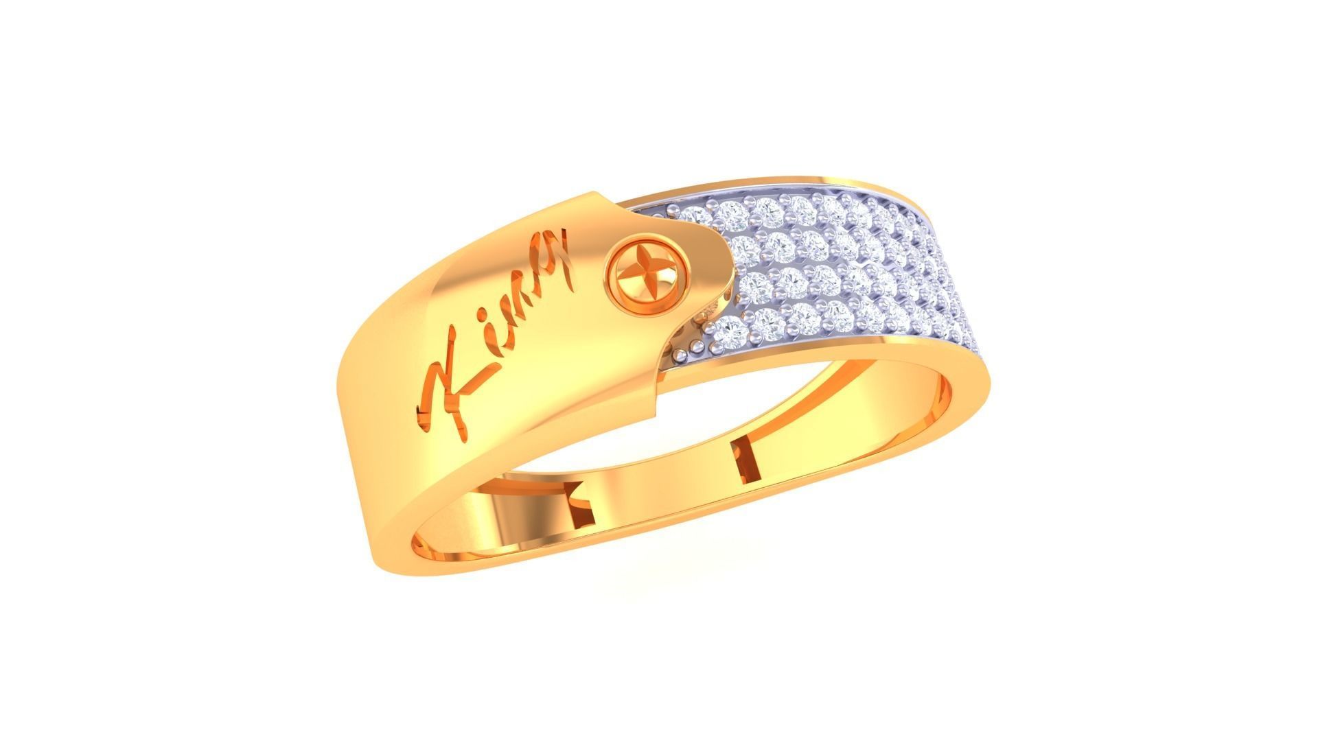 King Men Groom Gents Diamond Ring 3dm stl obj mtl 3mf glb 3D print model_2