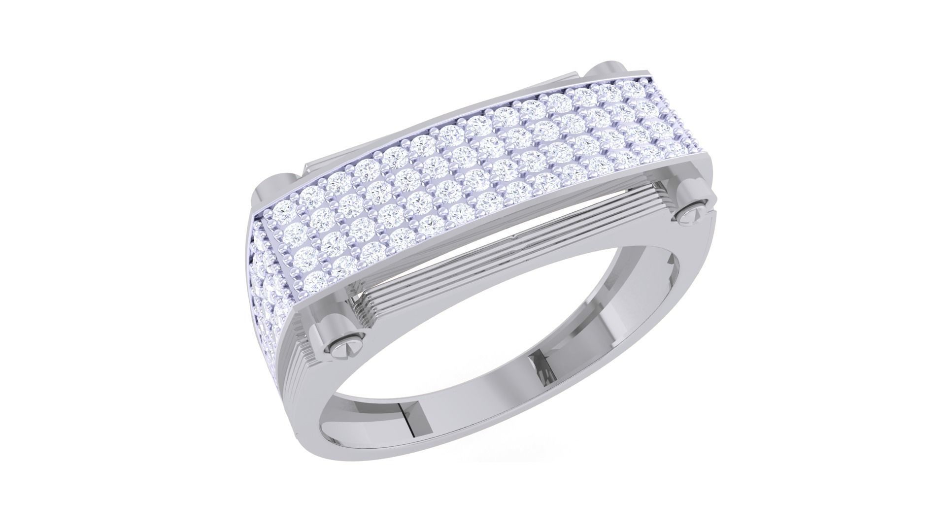 Diamond Bridge Mounted on Screw Head Men Groom Gents Ring 3dm  3D print model_1