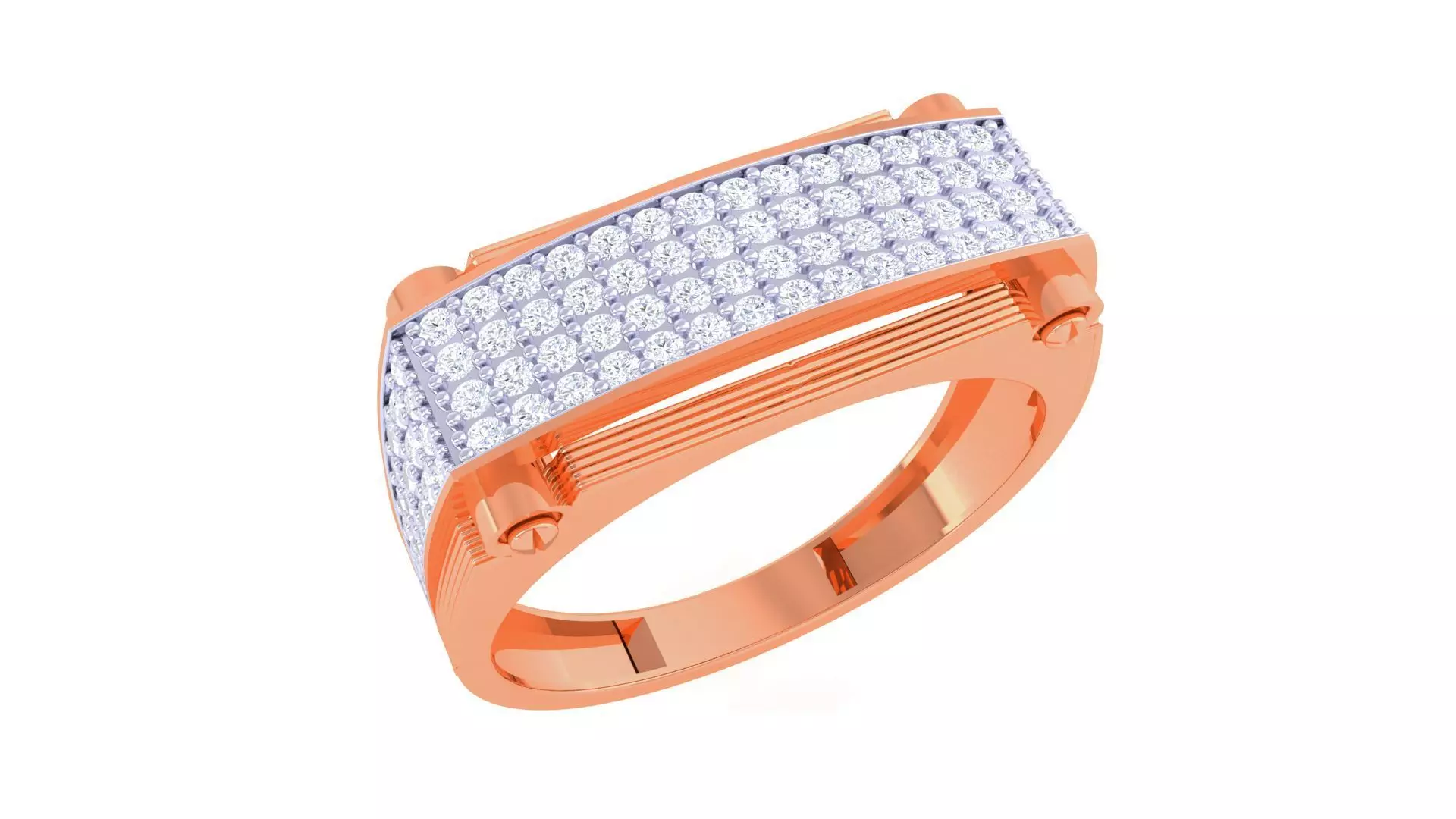 Diamond Bridge Mounted on Screw Head Men Groom Gents Ring 3dm  3D print model_0