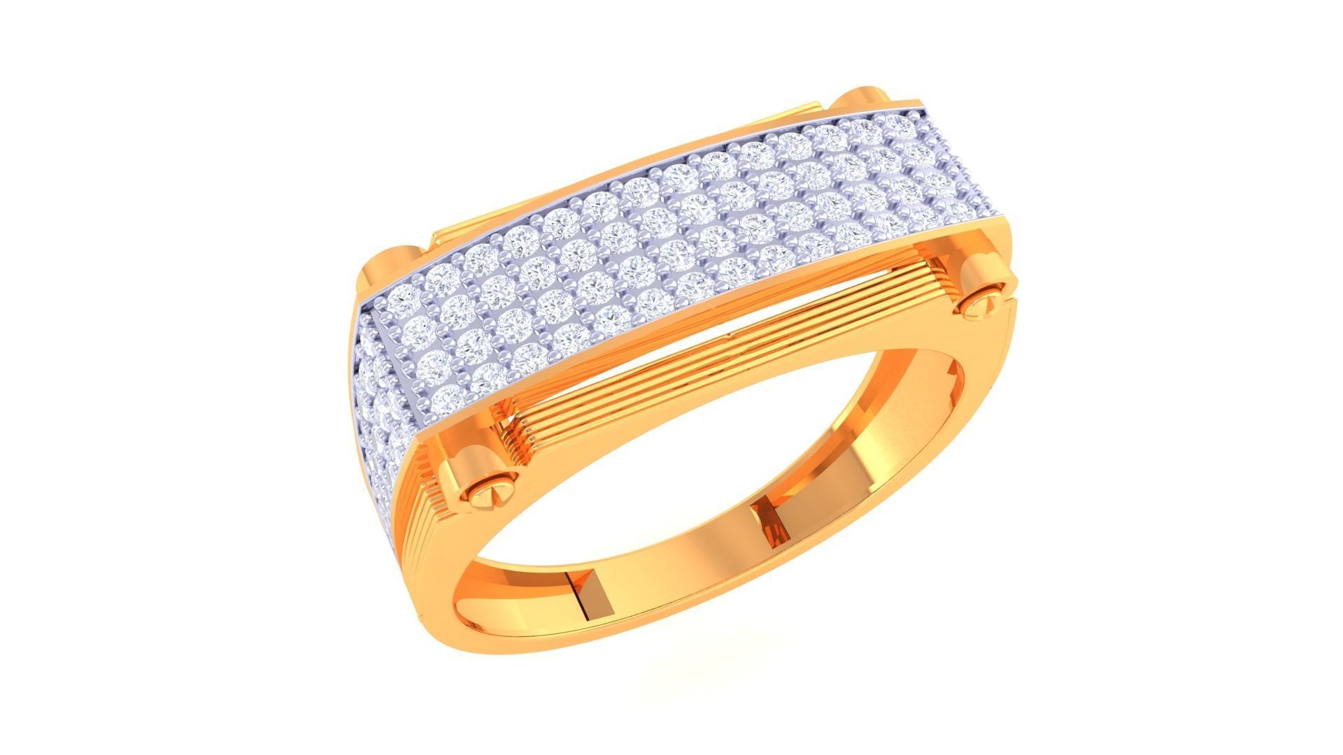 Diamond Bridge Mounted on Screw Head Men Groom Gents Ring 3dm  3D print model_2