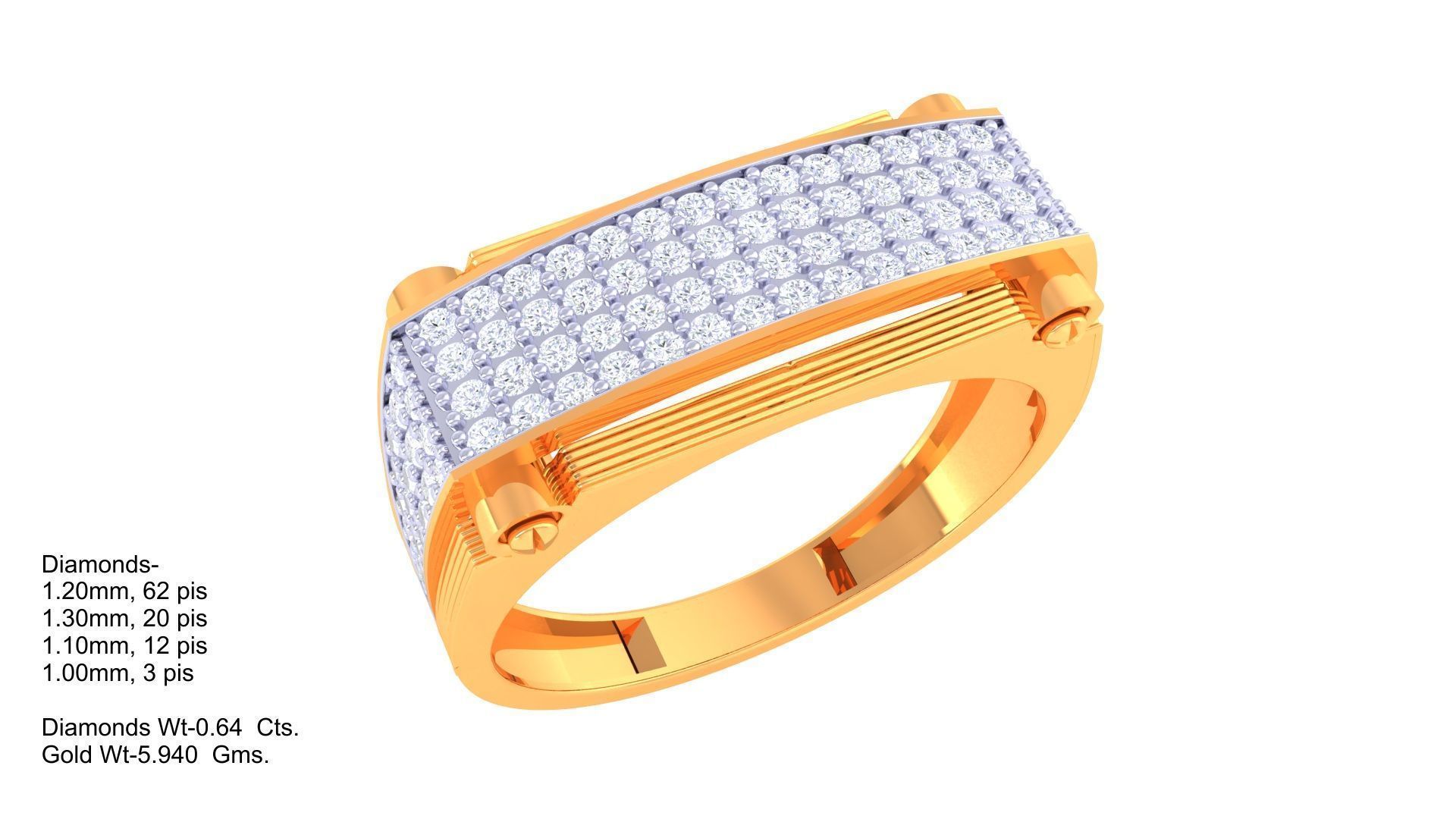 Diamond Bridge Mounted on Screw Head Men Groom Gents Ring 3dm  3D print model_4