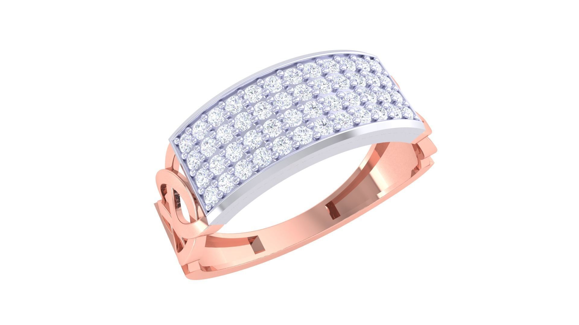 Men Groom Gents Diamond Ring 3dm stl obj mtl 3mf glb 3D print model_3