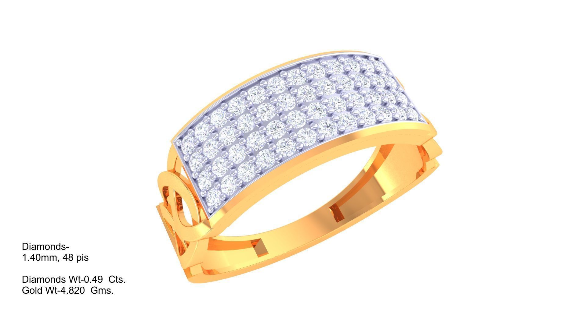 Men Groom Gents Diamond Ring 3dm stl obj mtl 3mf glb 3D print model_4