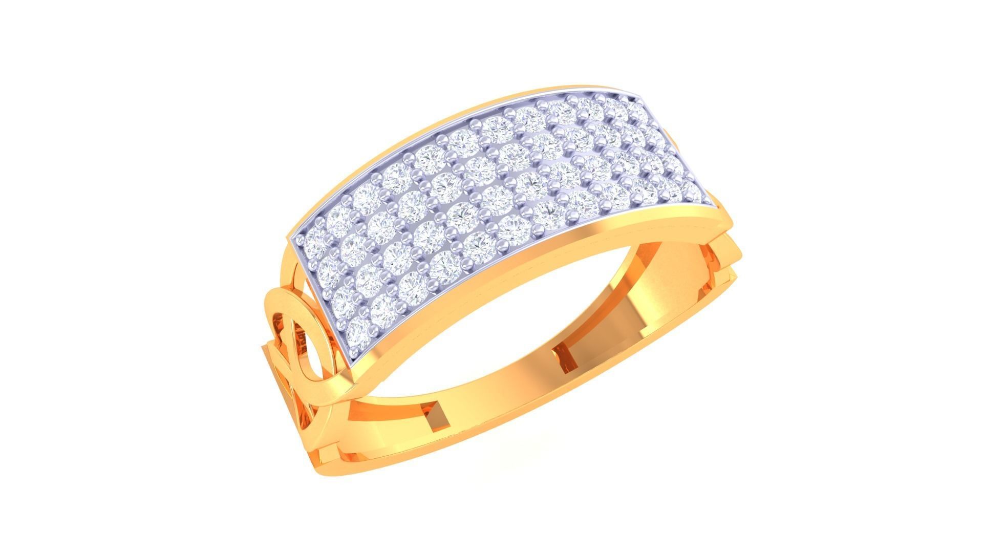 Men Groom Gents Diamond Ring 3dm stl obj mtl 3mf glb 3D print model_1