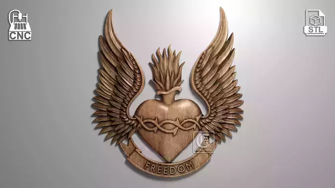 Burning Heart 2 Freedom - STL File For CNC and 3D Printer 3D print model