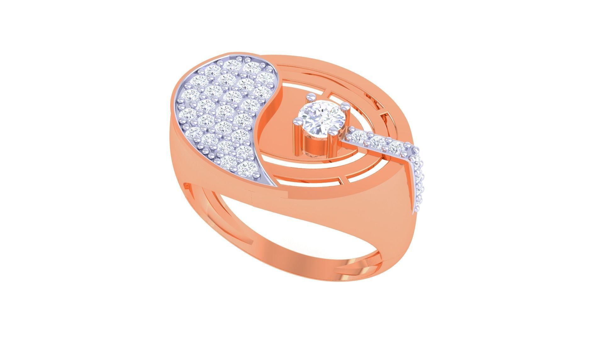 Solitaire Men Groom Gents Diamond Ring 3dm stl obj mtl 3mf glb 3D print model_3