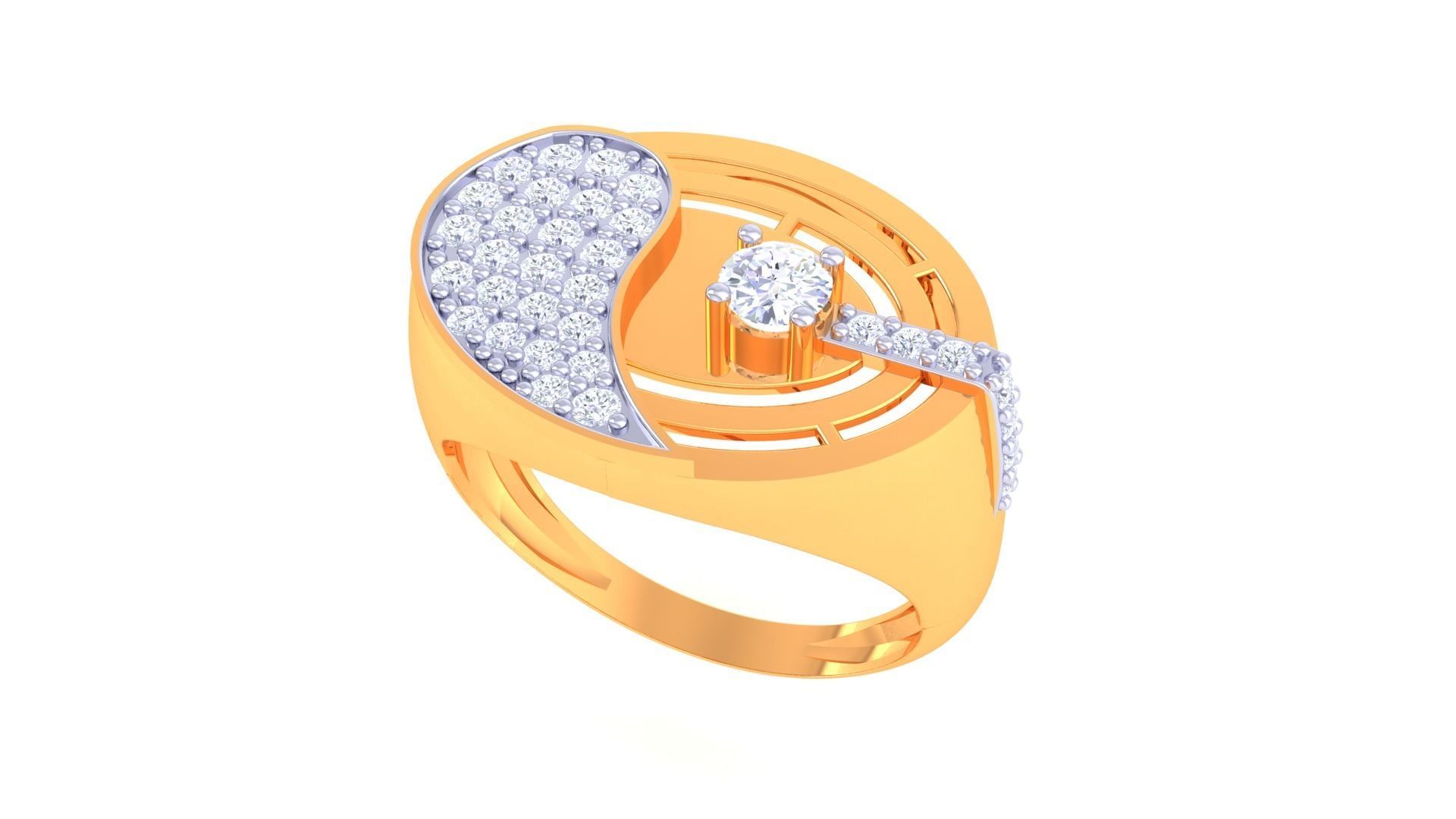 Solitaire Men Groom Gents Diamond Ring 3dm stl obj mtl 3mf glb 3D print model_2