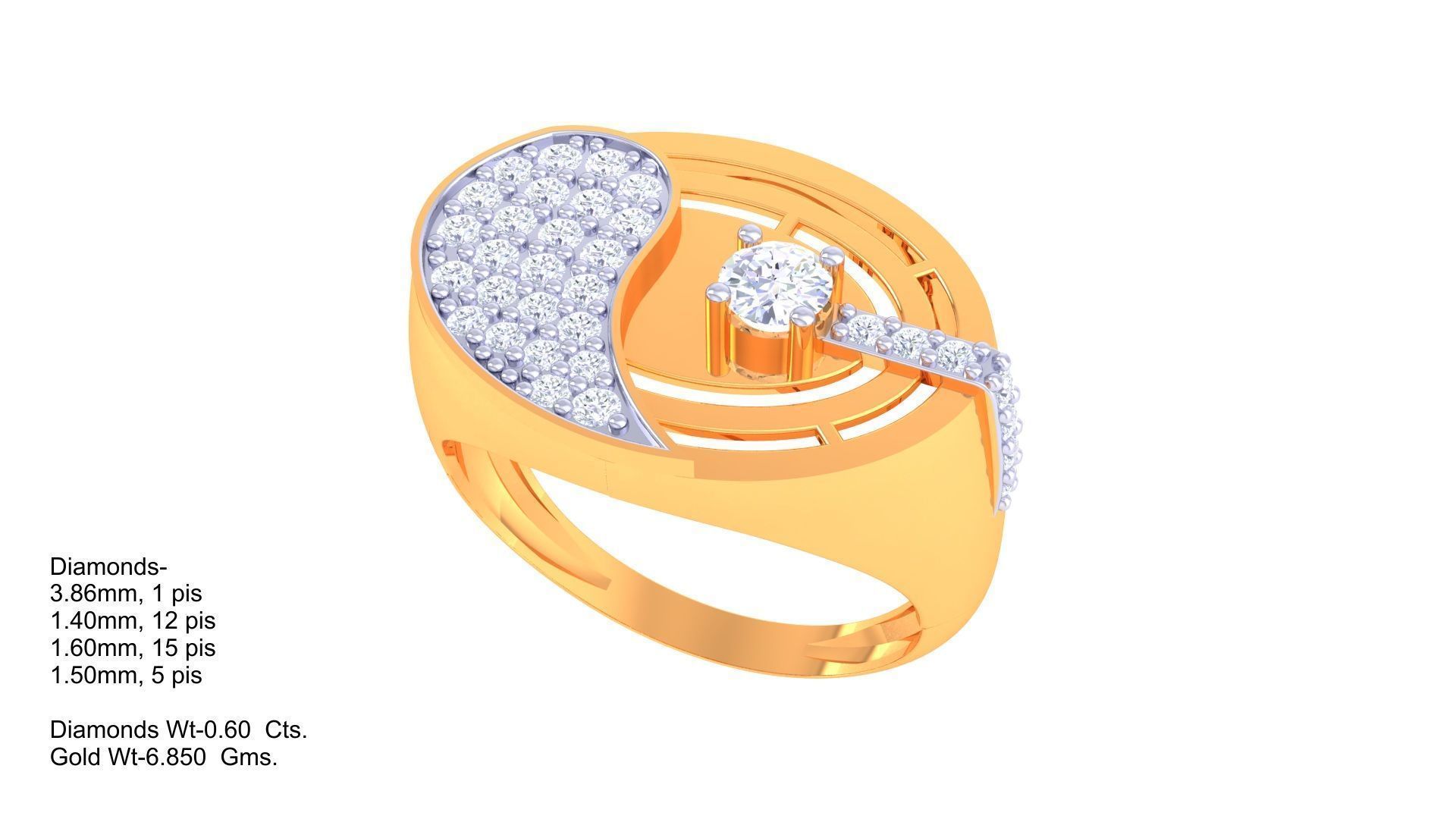 Solitaire Men Groom Gents Diamond Ring 3dm stl obj mtl 3mf glb 3D print model_6